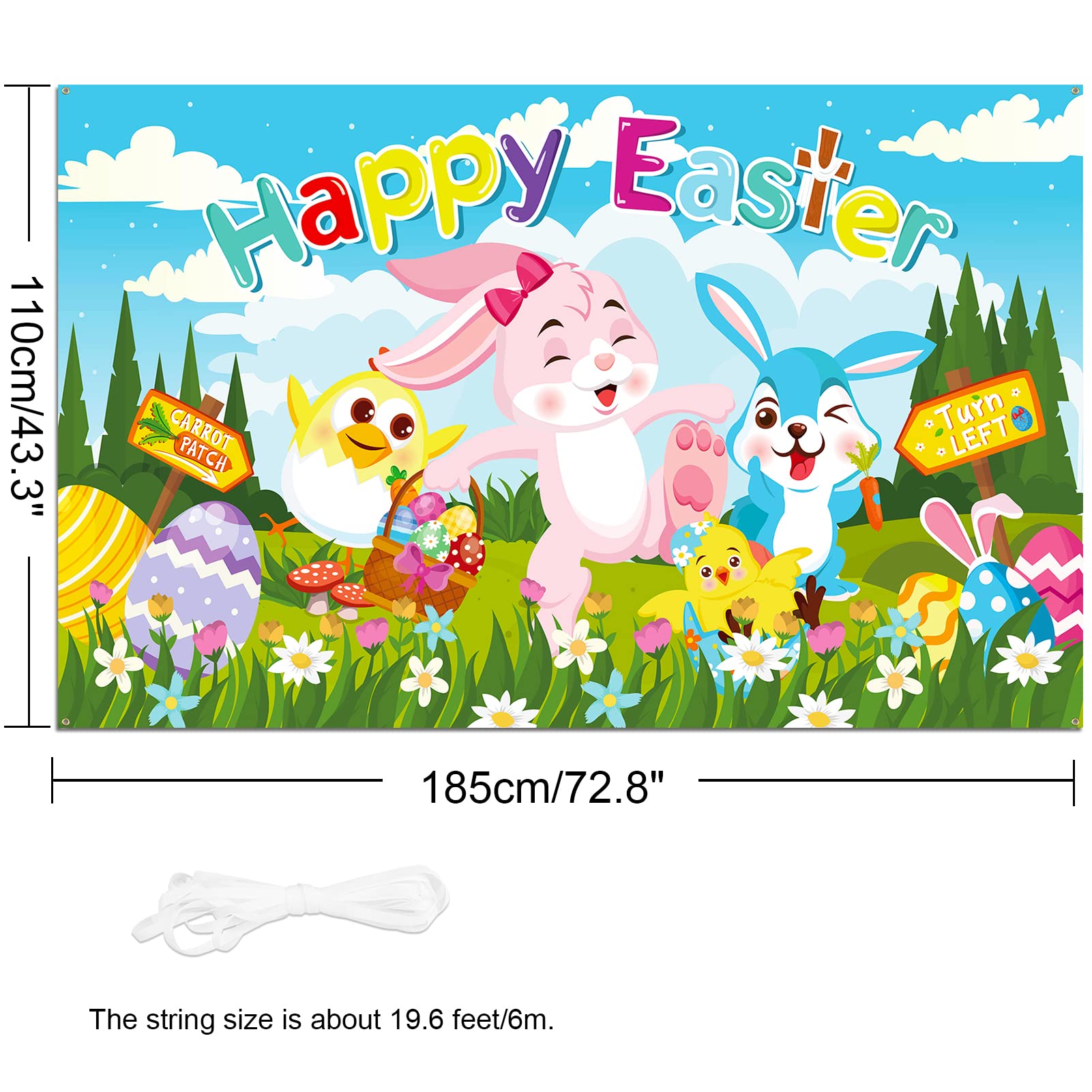 DPKOW Happy Easter Banner Decoration Backdrop - Image 3