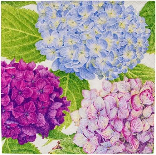 Miniatura 2 de Caspari Servilleta de cóctel de hortensias para jardín, multicolor