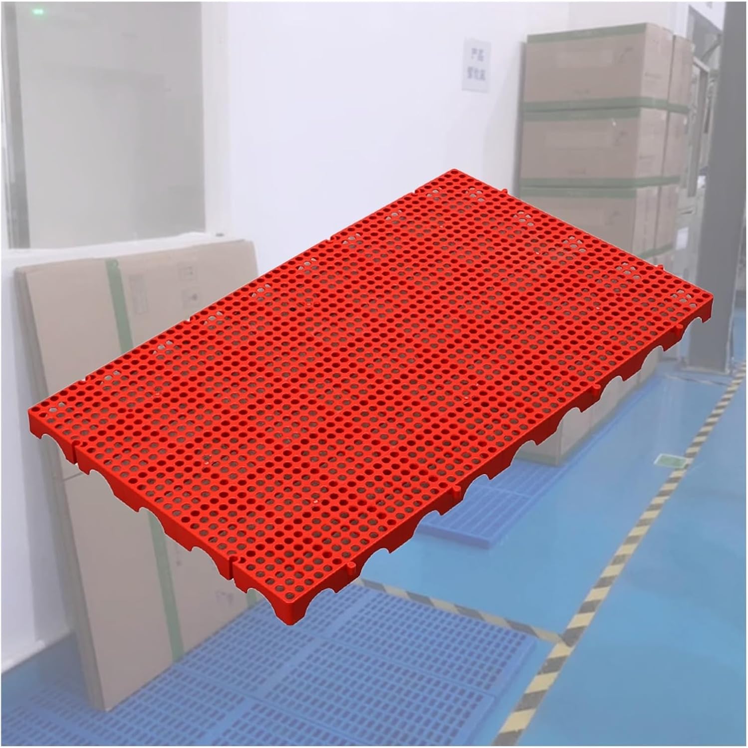 XPLKQXE Plastic Pallet Skid, Supermarket Sale Display Pallet Pad Board, Lightweight Floor Polyethylene Pallet Rack, HDPE Breathable Grid Ventilation Tray Mat (Color : Red-39.4x23.6x2in, Size : 1pcs