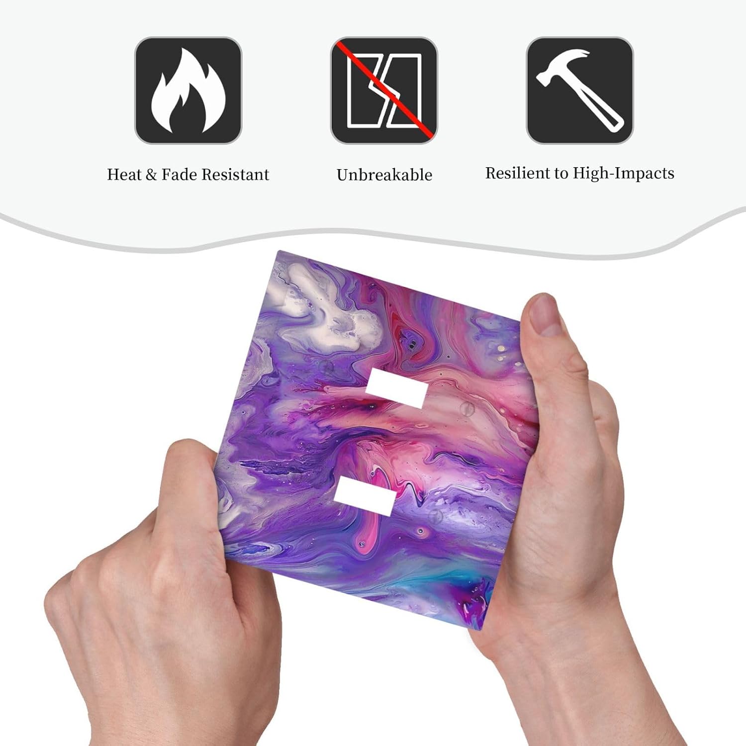 Liquid Marble Modern Abstract Texture Abstract Purple Paint Wall Art Decorative Switch Plates 2 Gang Double Toggle Wall Plate Electrical Faceplate Outlet Light Switch Cover for Office Living Room