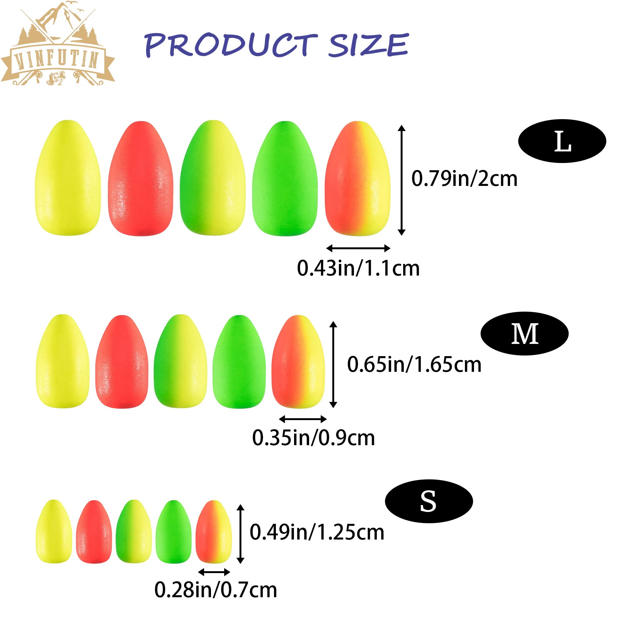 Vinfutin 50 Pieces Oval Foam Floats Bullet Fishing Foam Surf Fishing Rig Float Pompano Rig Floats Fly Fishing Strike Indicator for Trout Catfish Walleye?L,0.45