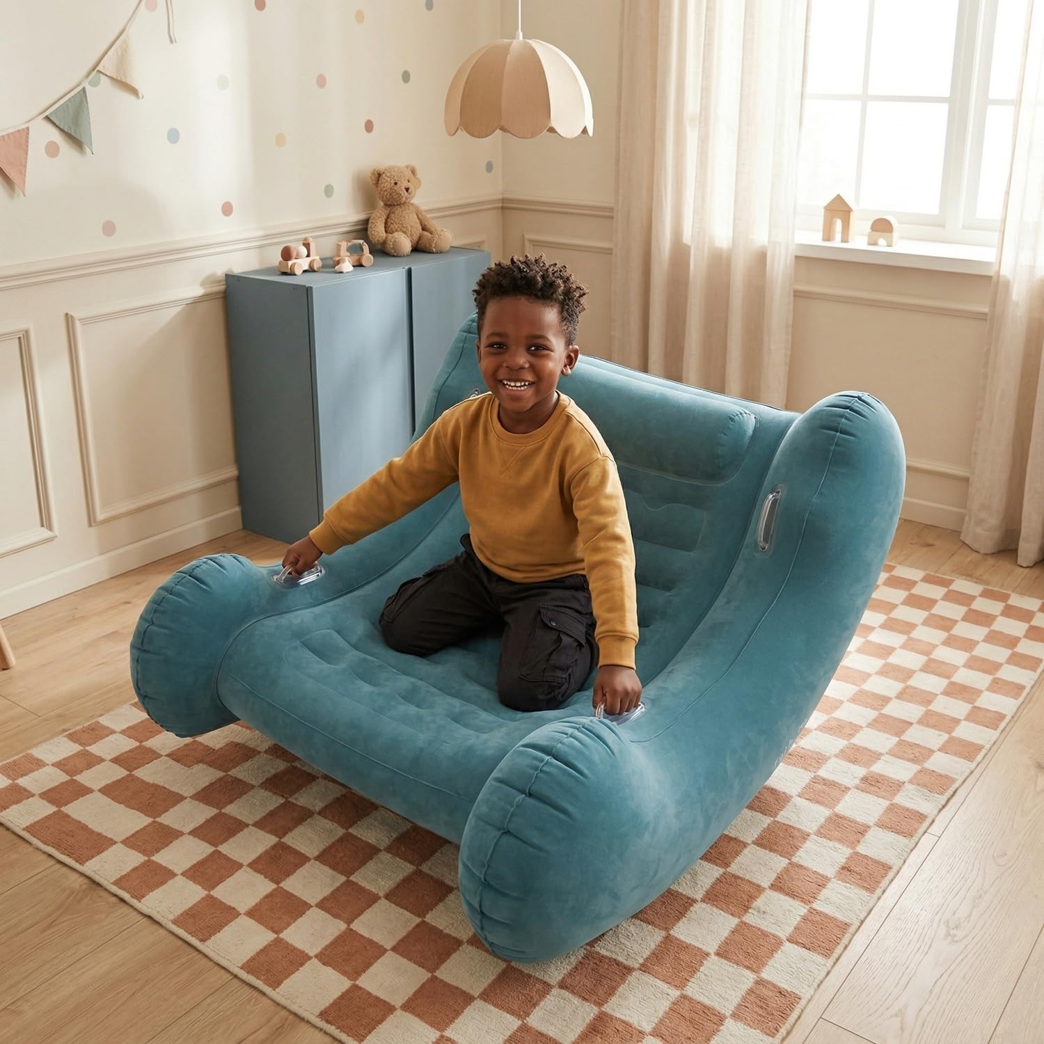 KiddyMoon Sensorischer Stuhl Rocker Für Kinder Sensorische Wippe Mit Pumpe, Hellblau,L