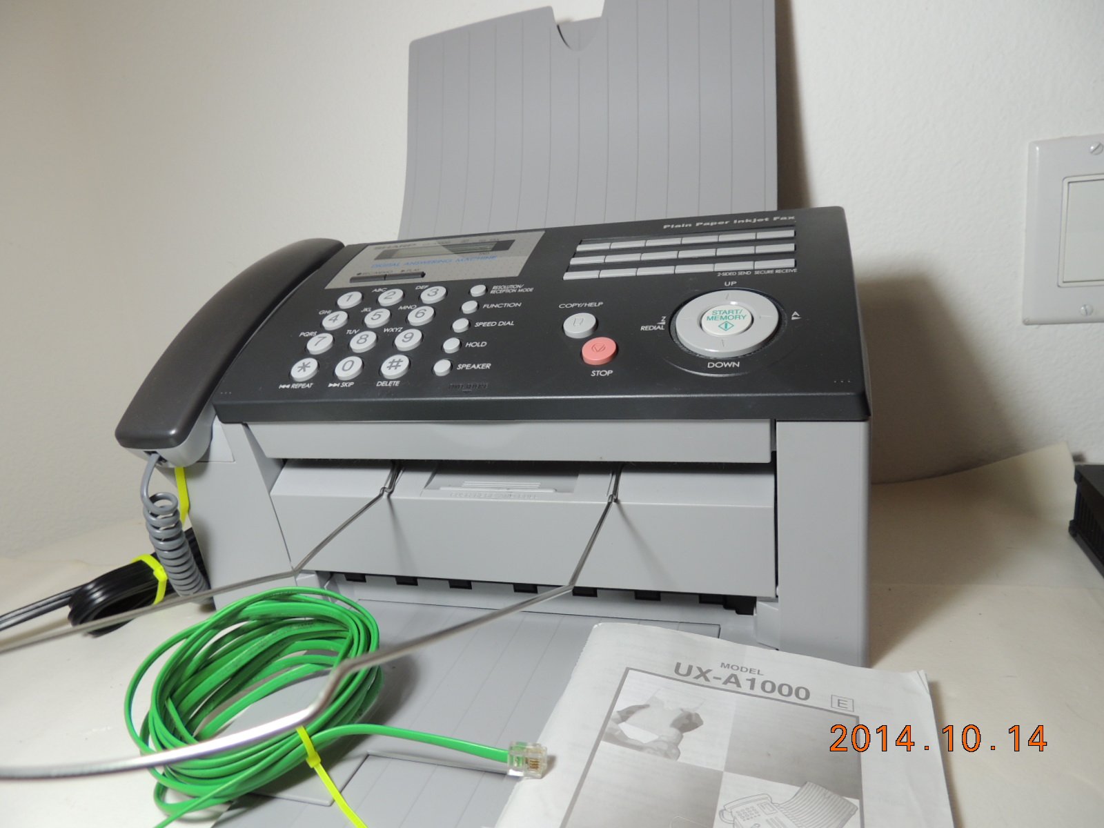 Sharp UX-A1000 Inkjet Fax Machine - With Answering System, 100-Page Memory, 14.4Kbps