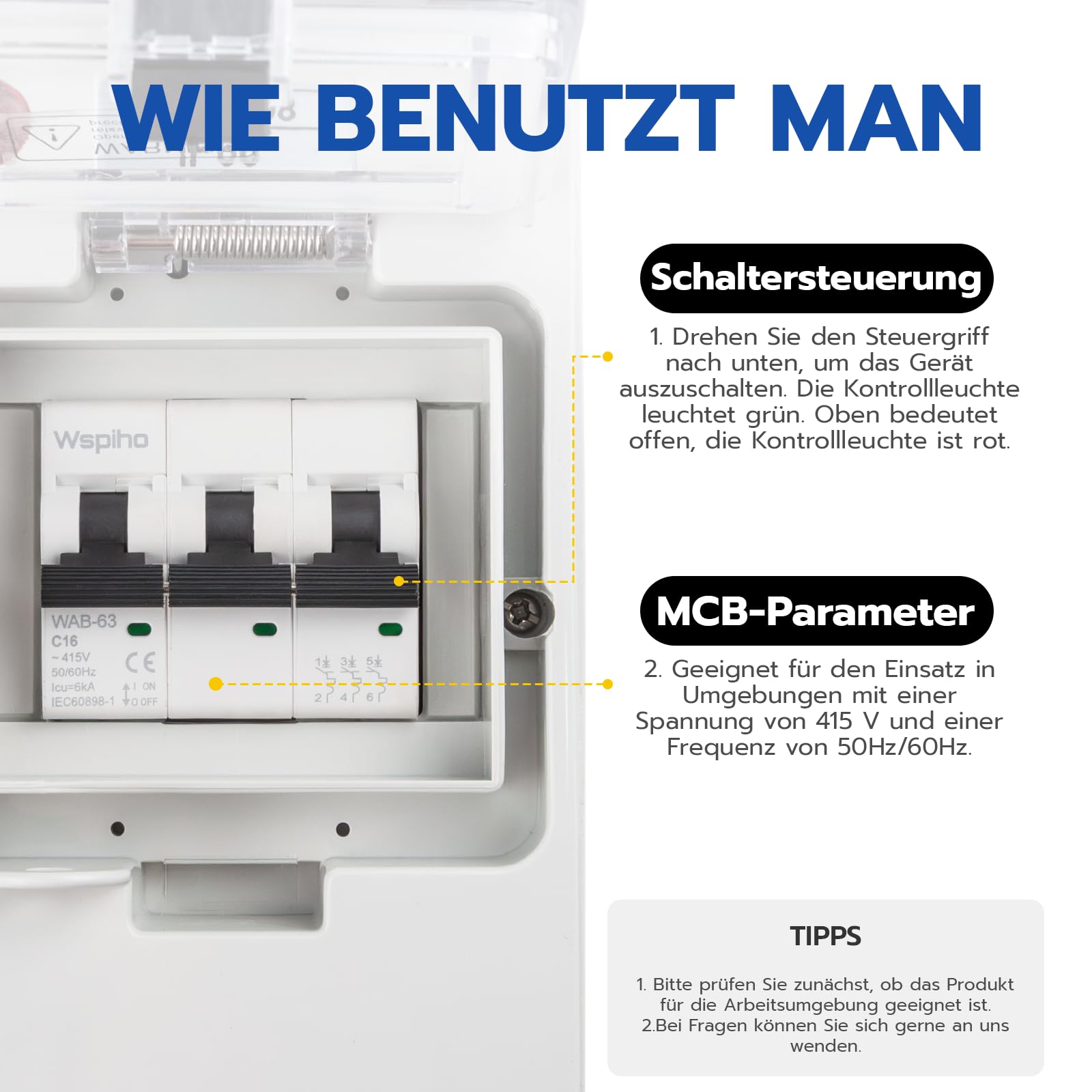 Starkstrom Adapter 32A auf 16A mit Leitungsschutzschalter,CEE Adapter 32A Stecker 16A Kupplung mit 2,5 mm² CEE Verlängerungskabel für Camping, Werkstatt, Baustelle und Außenbereich