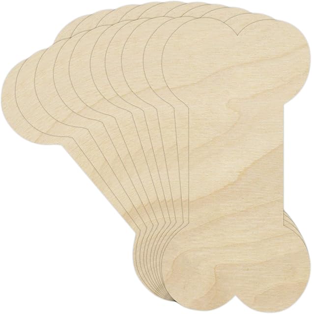Creative Deco 10 x Large Wooden Dog Bone Shape Plywood Cutouts | 15x7.5cm | Plain Unpainted Blank Plaques Ornament Tags to Hang & Decorate for Pet | for Arts & Crafts Painting Decoupage DIY Pyrography