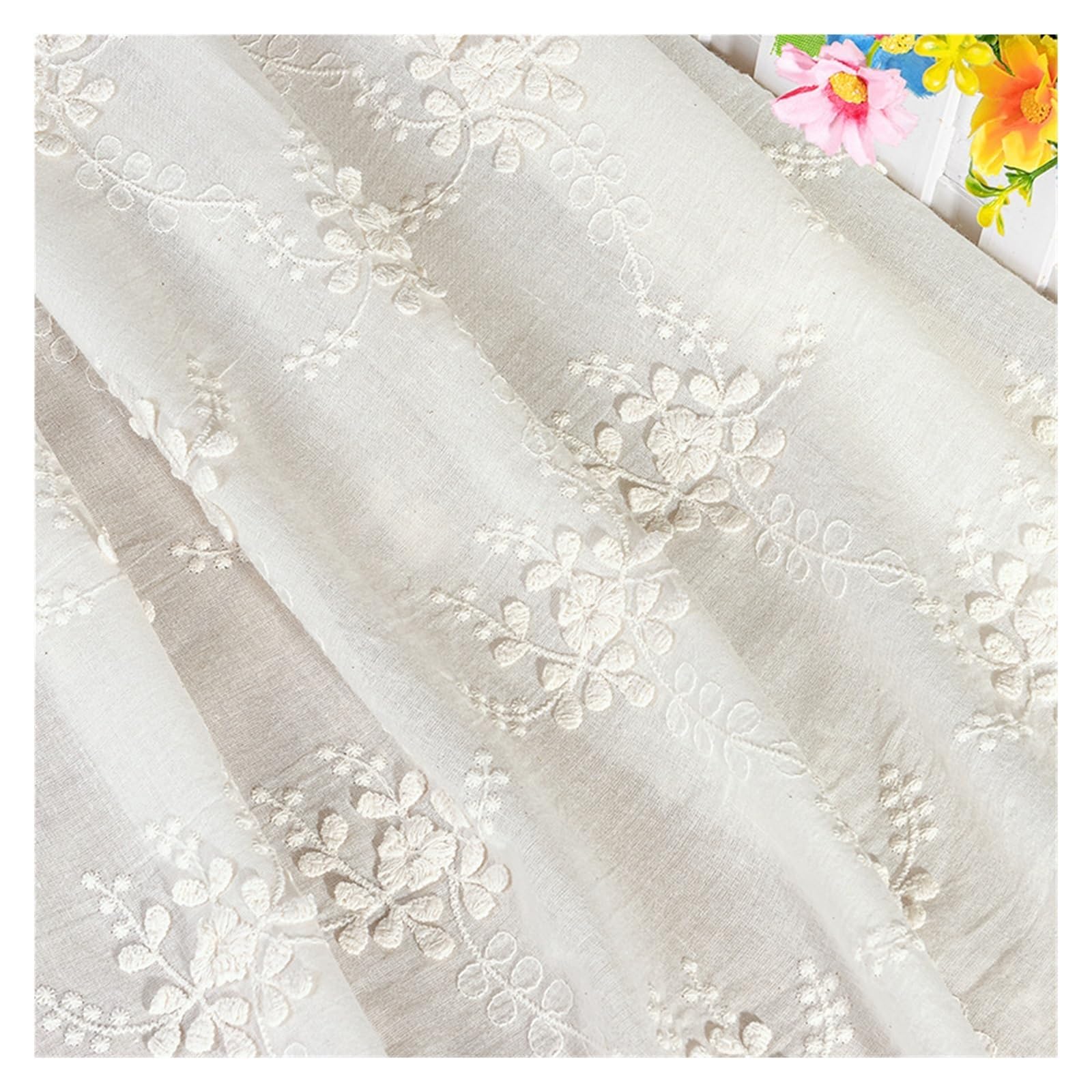 Tissu en coton brodé haut de gamme à motif fleur 3D relief pour robe de cérémonie exclusive