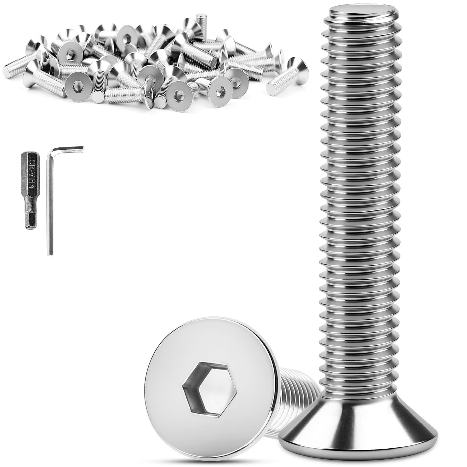 XRXYMQ 30 Pcs Bolts M6 x 35 mm 304 Stainless Steel Countersunk Screws