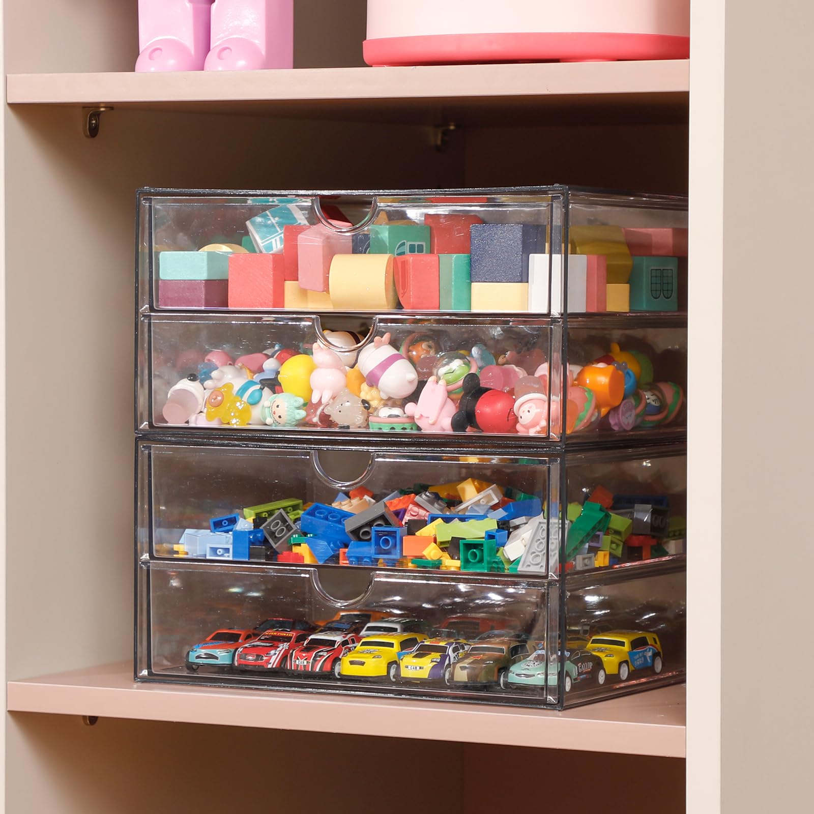 Cassetti impilabili, contenitori in plastica per casa, ufficio, bagno, cucina, dispensa, organizer da scrivania trasparente per accessori, pennarelli, matite, libri, artigianato artistico,
