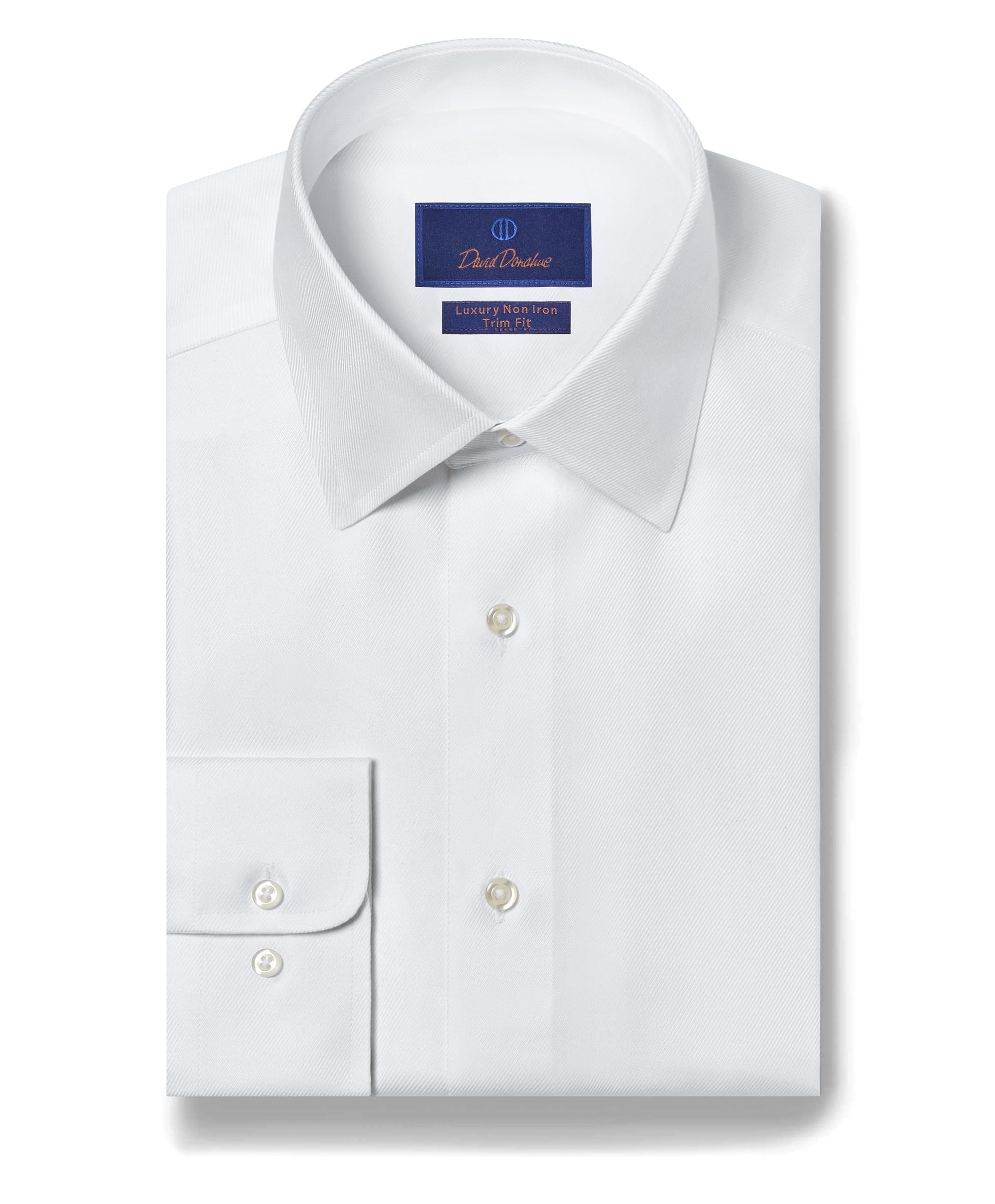 David Donahue Men's Trim Fit 100% Cotton Non-Iron Dress Shirt
