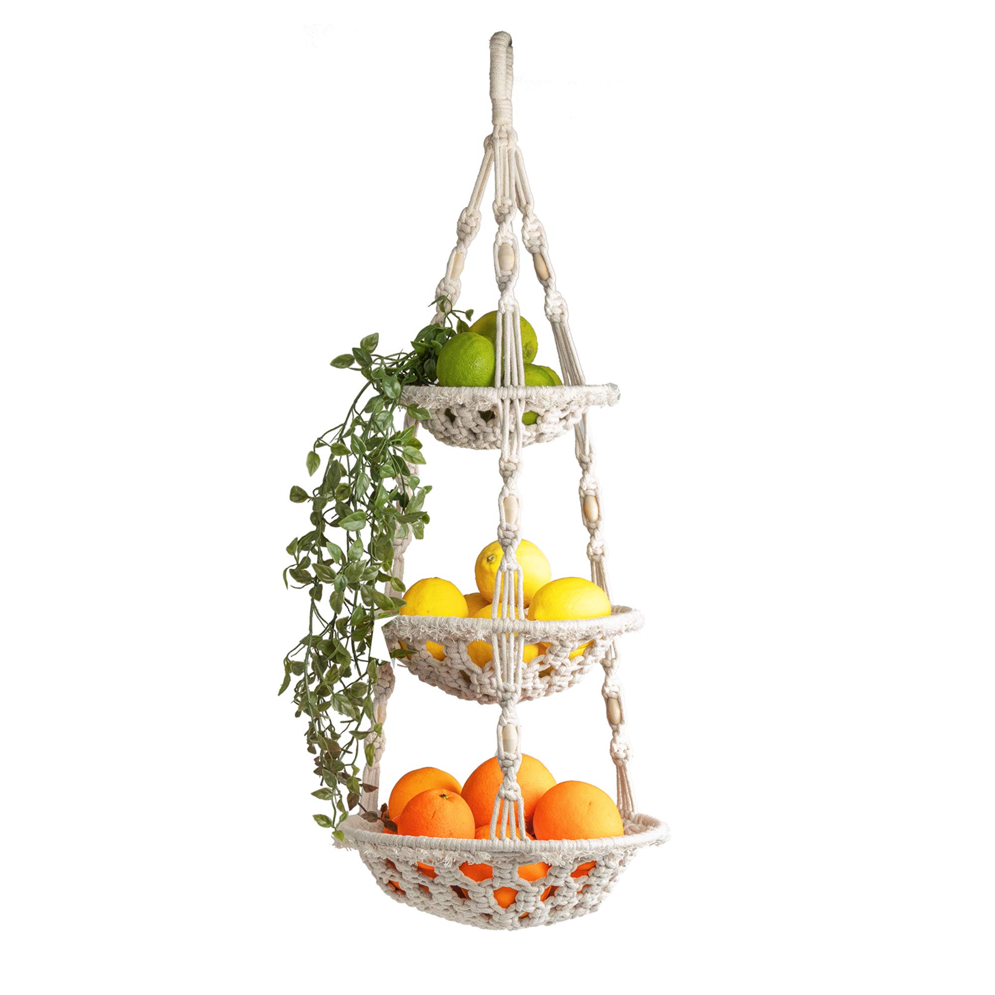 Kiki's Living Macrame Fruit Basket Hanging Macrame Fruit Hammock for