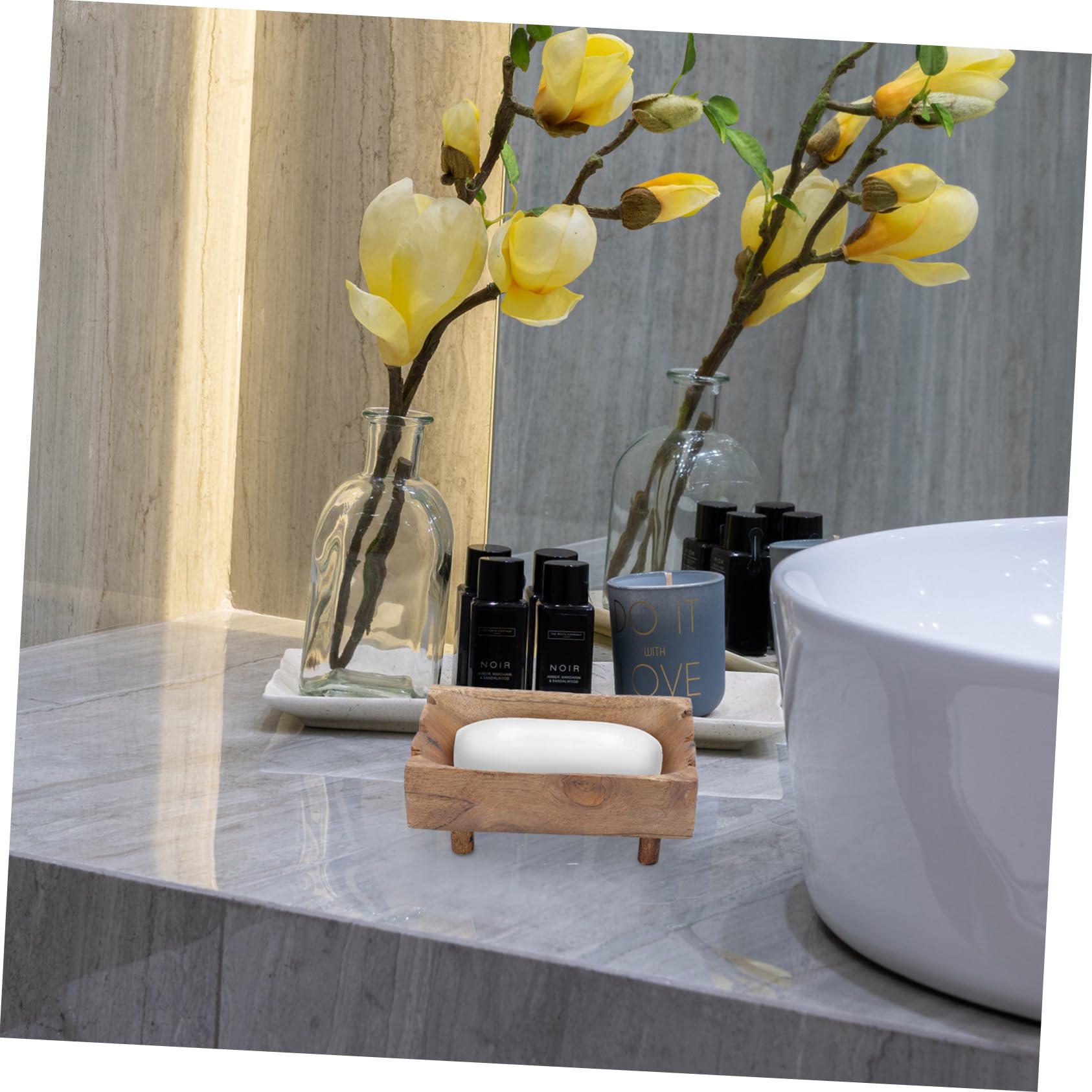 LIFKOME Jabonera de Baño de Madera Color Café Diseño Sencillo, Mantiene el Jabón Limpio y Retrasando Su Uso, Adecuado para Cocina y Obsequio de Inauguración
