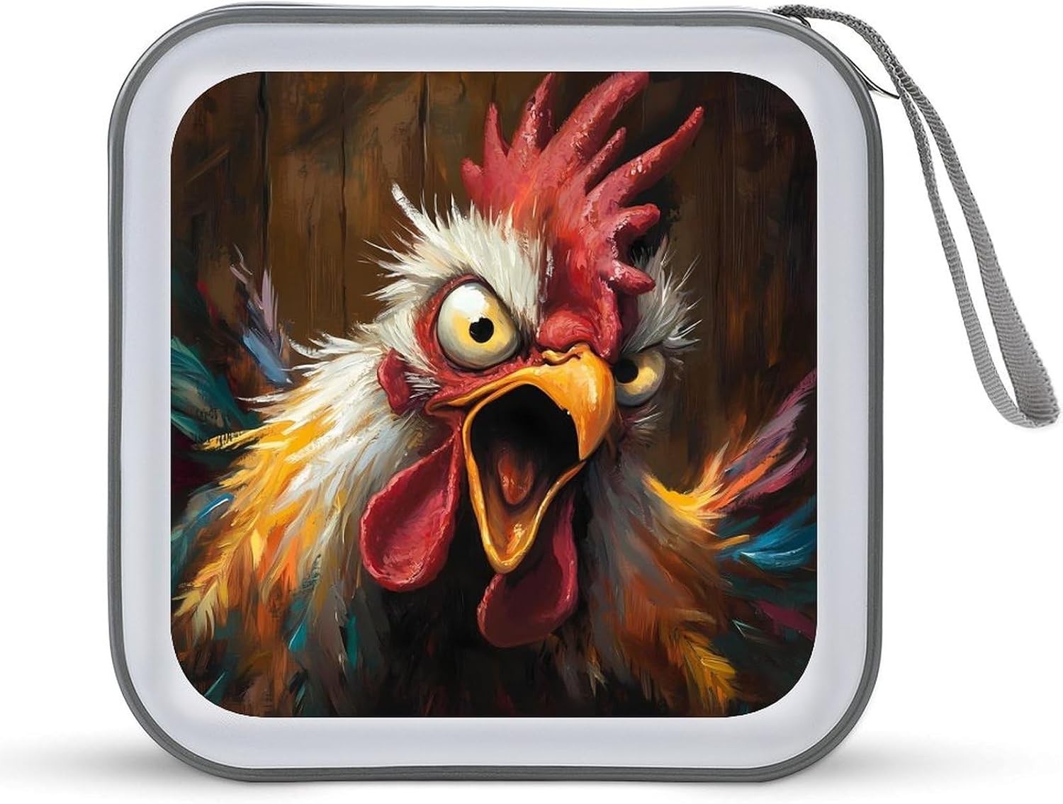 Angry Rooster Head CD Case Portable DVD Storage Box CD Wallet Holder Binder Organizer for Car Home