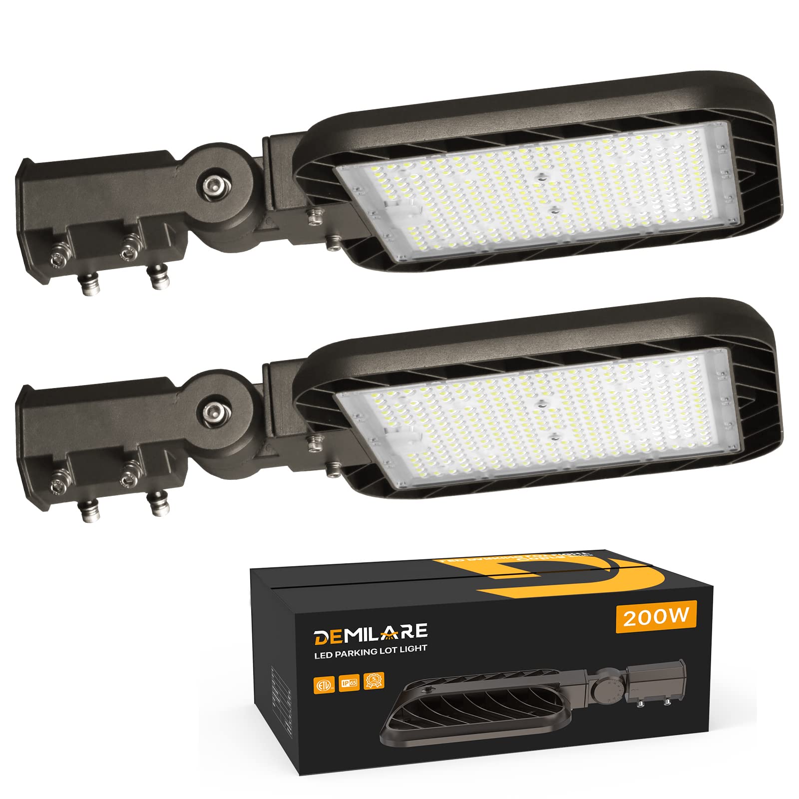 Parking Lot Lights 200W 2Pack 30000LM 150LM W Dusk to Dawn Outdoor LED Shoebox Light Slip Fit Pole