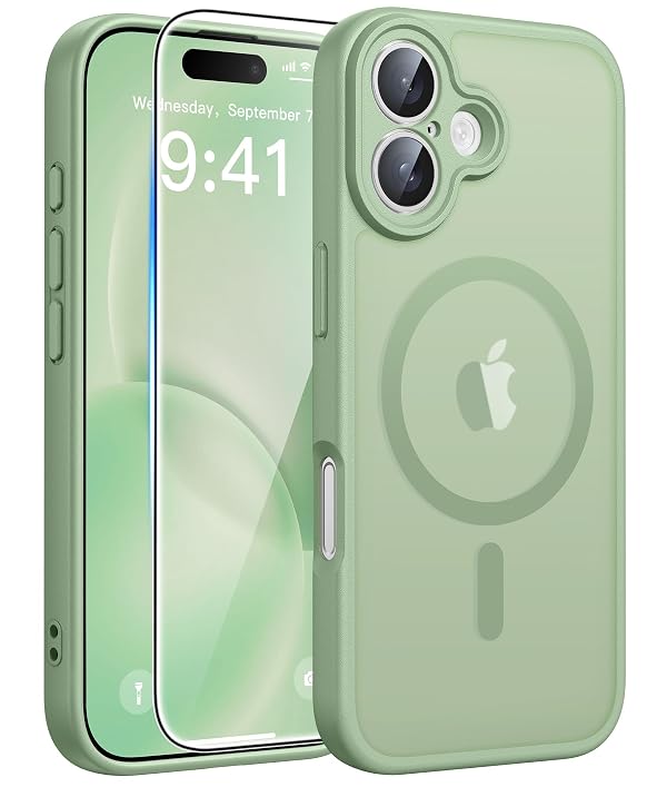 FNTCASE for iPhone 16 Case: [Compatible with Magsafe] Translucent Matte Cases with [Full Camera Protection] [Screen Protector] Military Grade Shockproof Protective Phone Cover - Light Moss by FNTCASE - Used condition - US$8.99