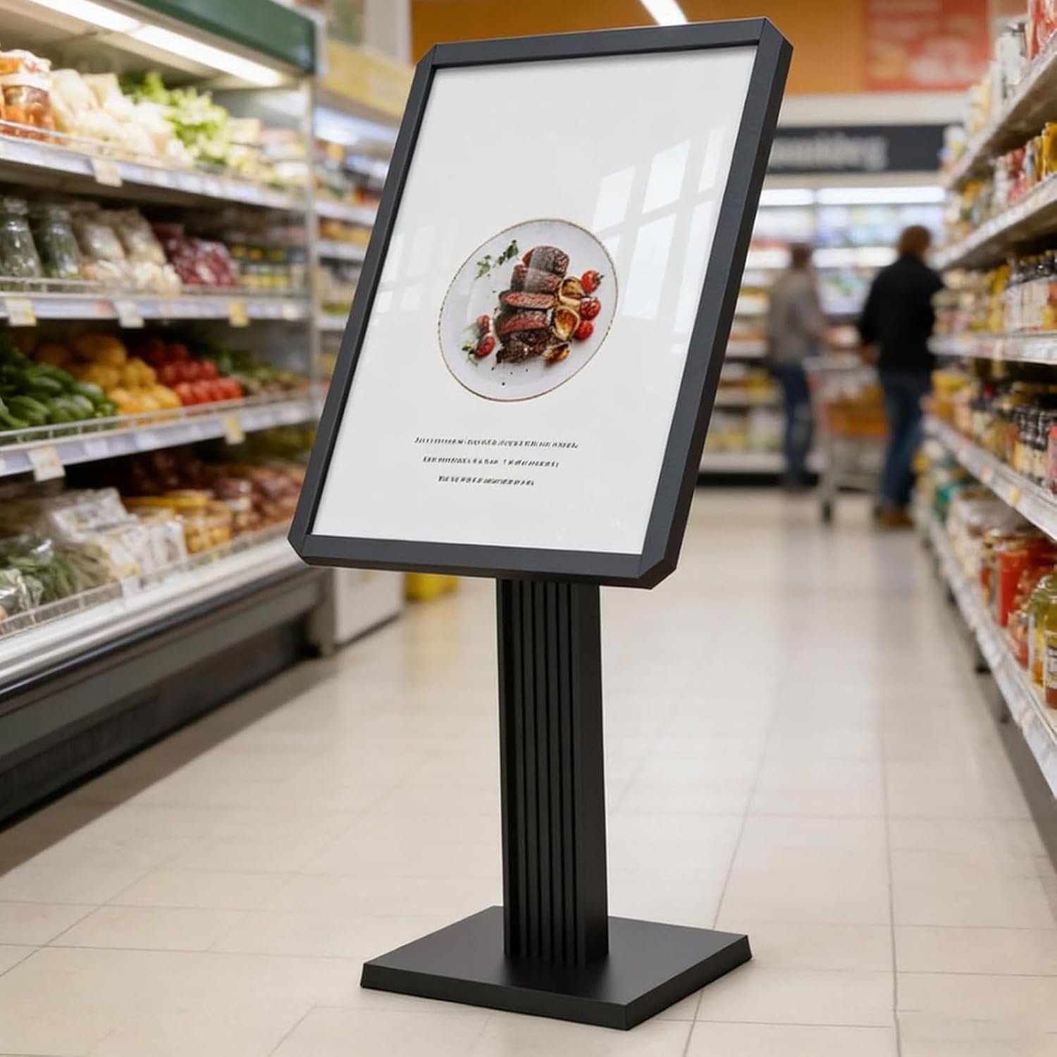 HajMyrdonyx Heavy Duty Poster Sign Holder Floor Sign Stand, Heavy-Duty Pedestal Poster Stand for Display, Horizontal/Vertical Adjustable Aluminum Menu Stand for Restaurant Cafe Hotel Black-60 * 80cm