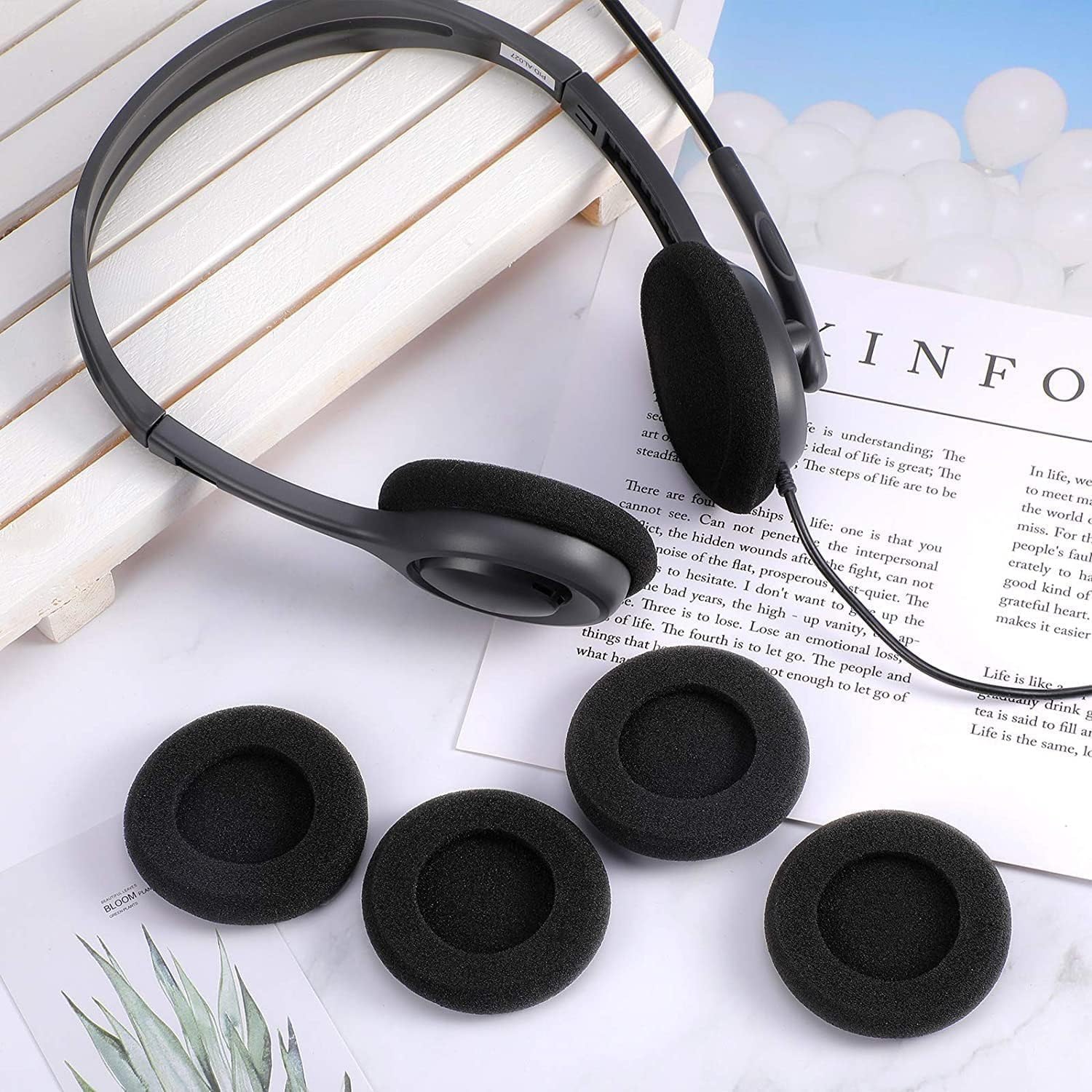 Almohadillas de espuma de repuesto para auriculares supraaurales de 45 mm a 1.8 pulgadas de diámetro, almohadillas de esponja para la mayoría de auriculares de oficina de tamaño estándar, centro de