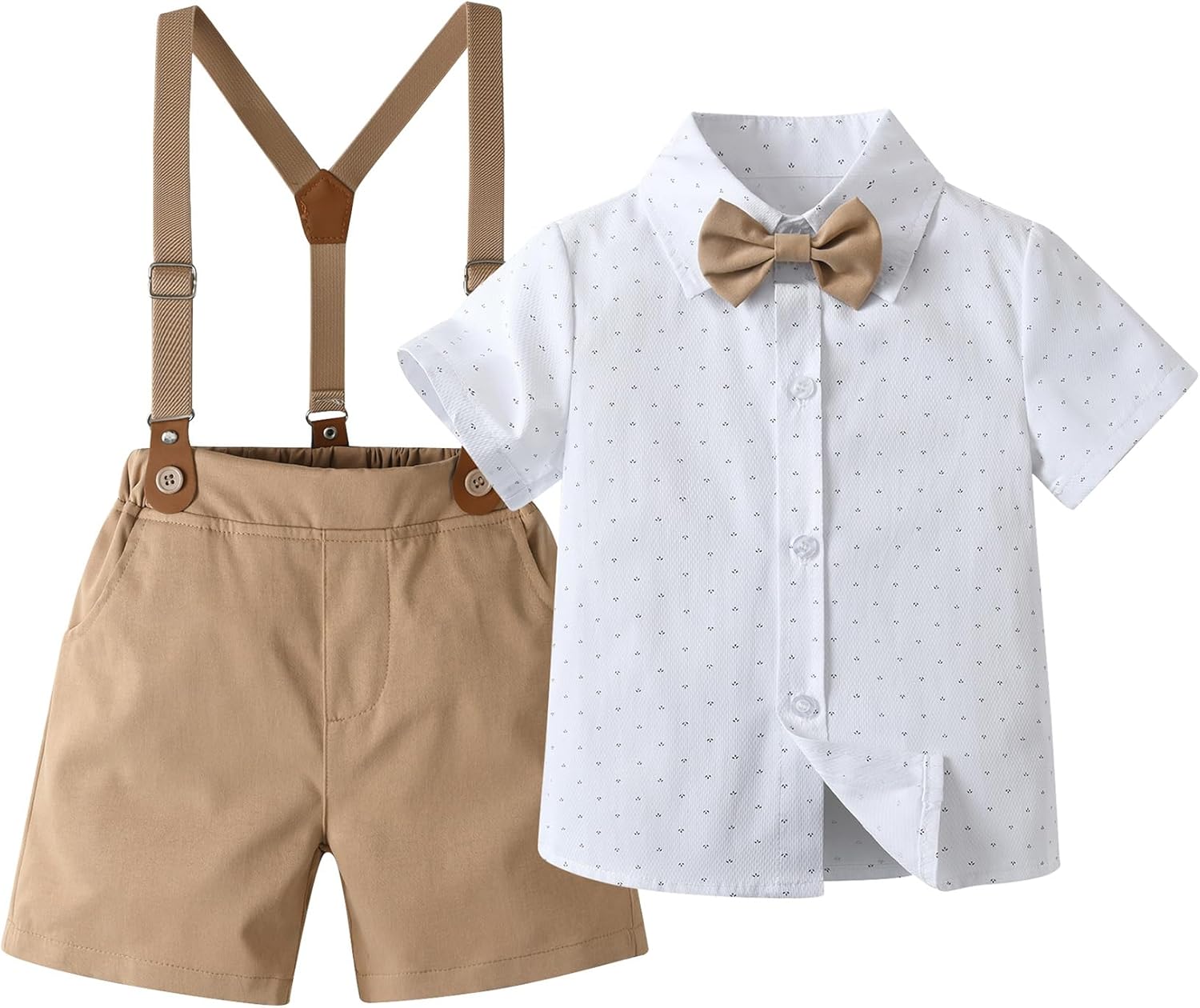 Baby Boys Shorts Sets, Infant Shirt+Shorts+ Tie+Suspenders,Toddler Outfits Suits
