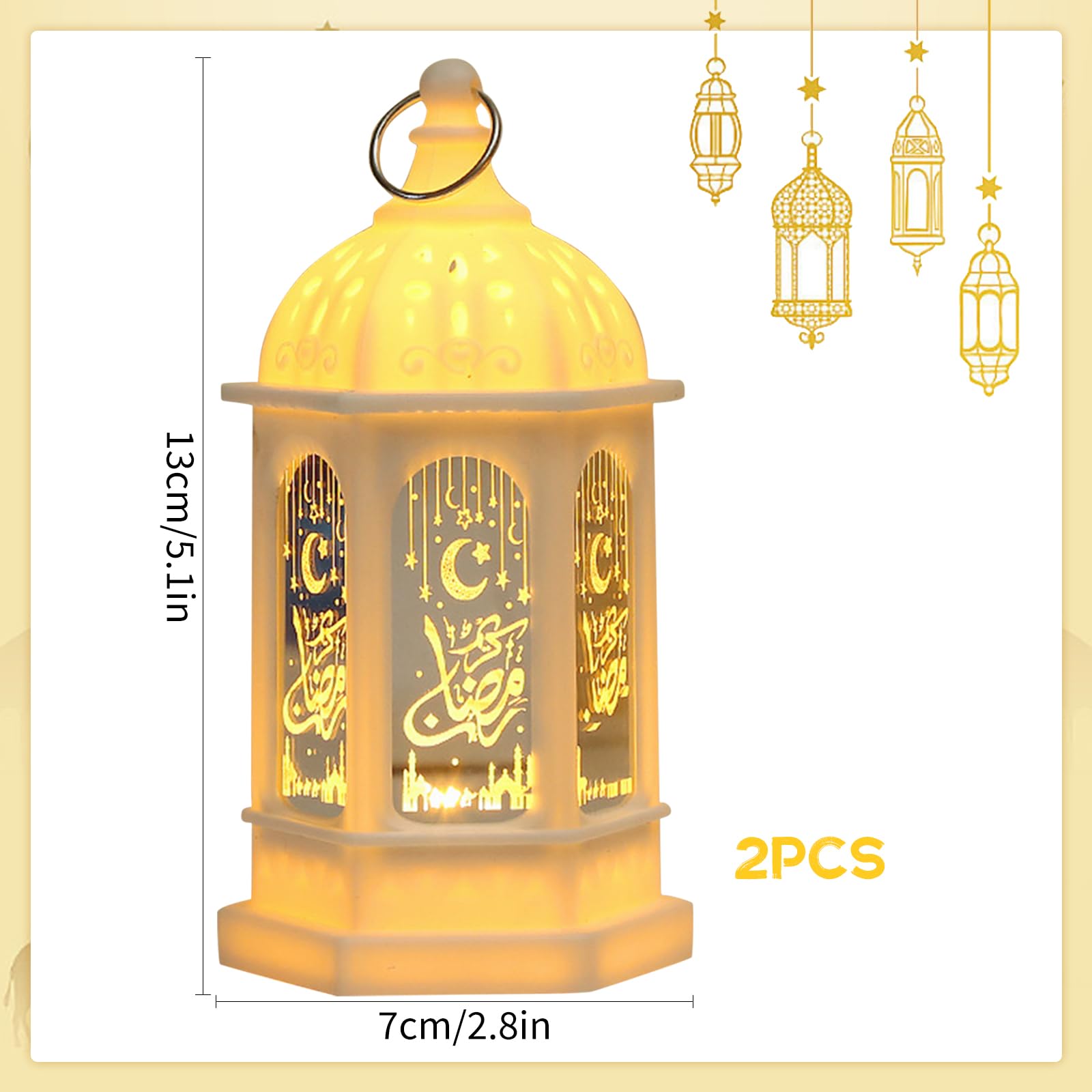 Ramadan decoratieve lantaarn, ramadan decoratieve lamp, 3D-maan en sterren, Eid Mubarak Ramazan decoratieve lantaarn, moslim decoratieve lamp, ramadan lantaarn voor slaapkamer, tafel, ramadan