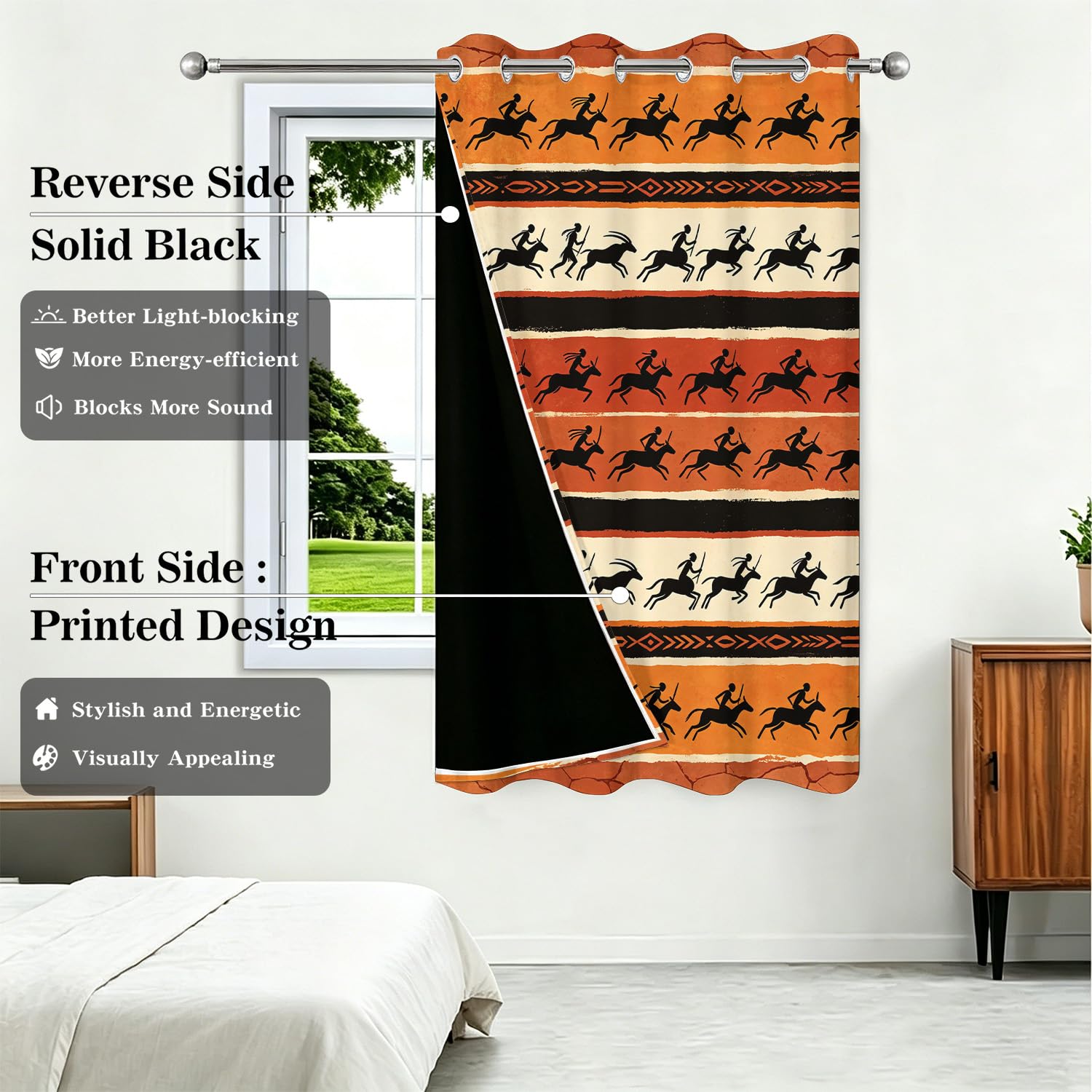 Tenda per Porta Privacy Oscuranti Termica Isolante 140x240cm con Occhielli, Motivo Caccia AfricanaCaccia Africana 3D, per Interni Camera da Letto, 1 Pezzo D2221