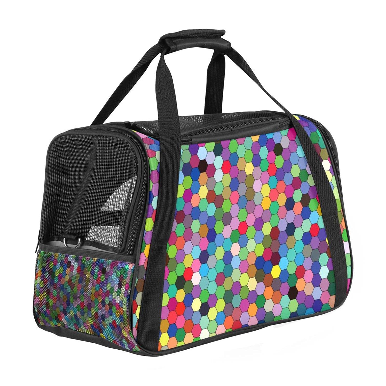 Sac transport chat chien cabine avion motif hexagonal haut de gamme