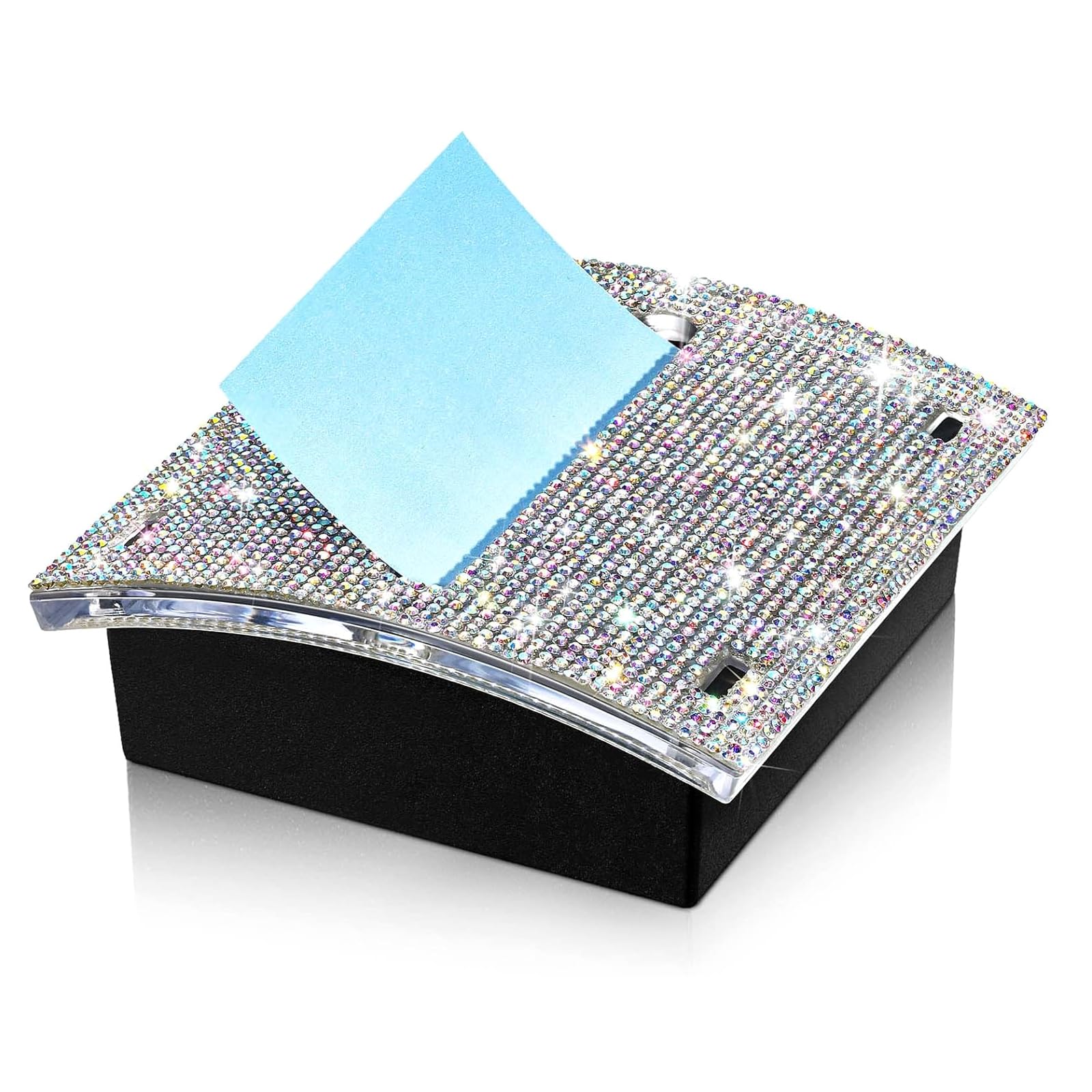 FOTN 4 x 4 Inches Note Holder Dispenser Sticky Note Holder,Bling Self Stick Note Pad Holders Cute Sticky Note Holder for Office Home Classroom Desk