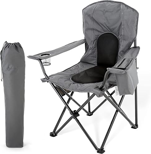 Miniatura 9 de ARROWHEAD OUTDOOR Silla cuádruple plegable portátil para acampar con enfriador de 4 latas, portavasos, bolsa de transporte resistente con correa de