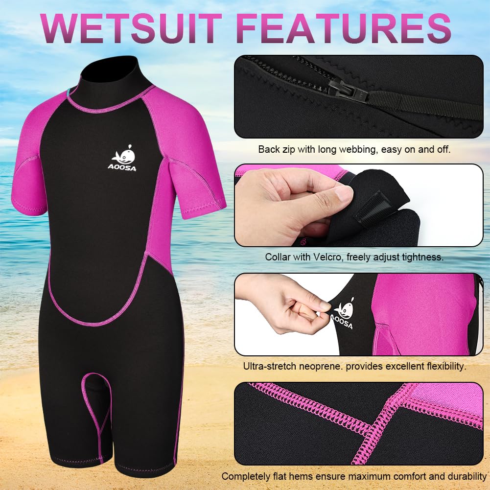 Shorty Combinaison de Plongée Enfant, Néoprène 2,5 mm Maillot de Bain Thermique, pour Sports Nautiques, Natation, Snorkeling, Surf, Plongée