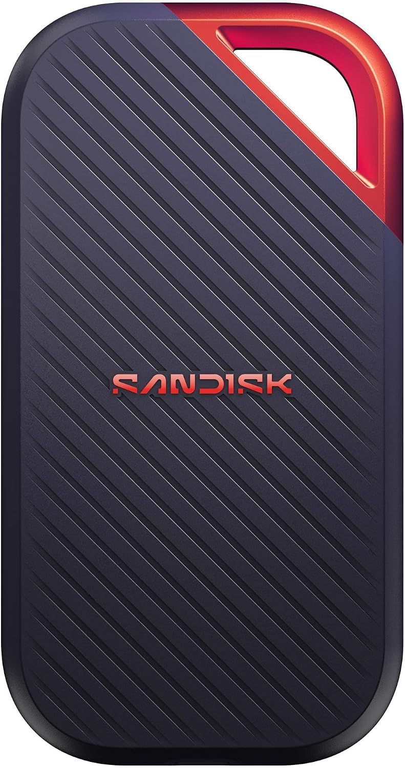 SanDisk Extreme PRO SSD portatile 4 TB (Velocità fino a 4.000 MB/s in lettura e 3.800 MB/s in scrittura a raffica, USB Type-C, USB4, Resistenza all’acqua e alla polvere con valutazione IP65)