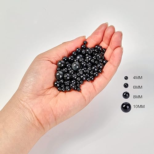 Miniatura 3 de 108 cuentas de obsidiana natural de 0.315 pulgadas (0.315 in), cuentas redondas sueltas para hacer joyas