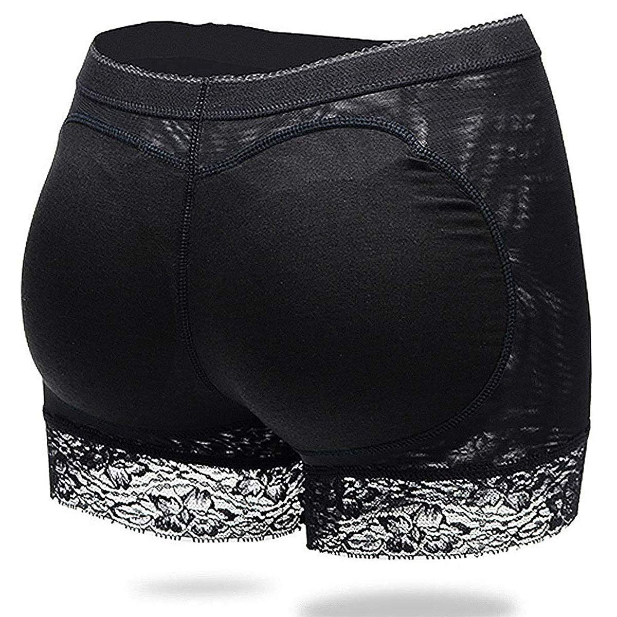 DODOING Fake Butt Lifter Pants Lace Hip Enhancer Pads Underwear Shapewear Control Padded Panties Boyshorts for Women, Black, M
