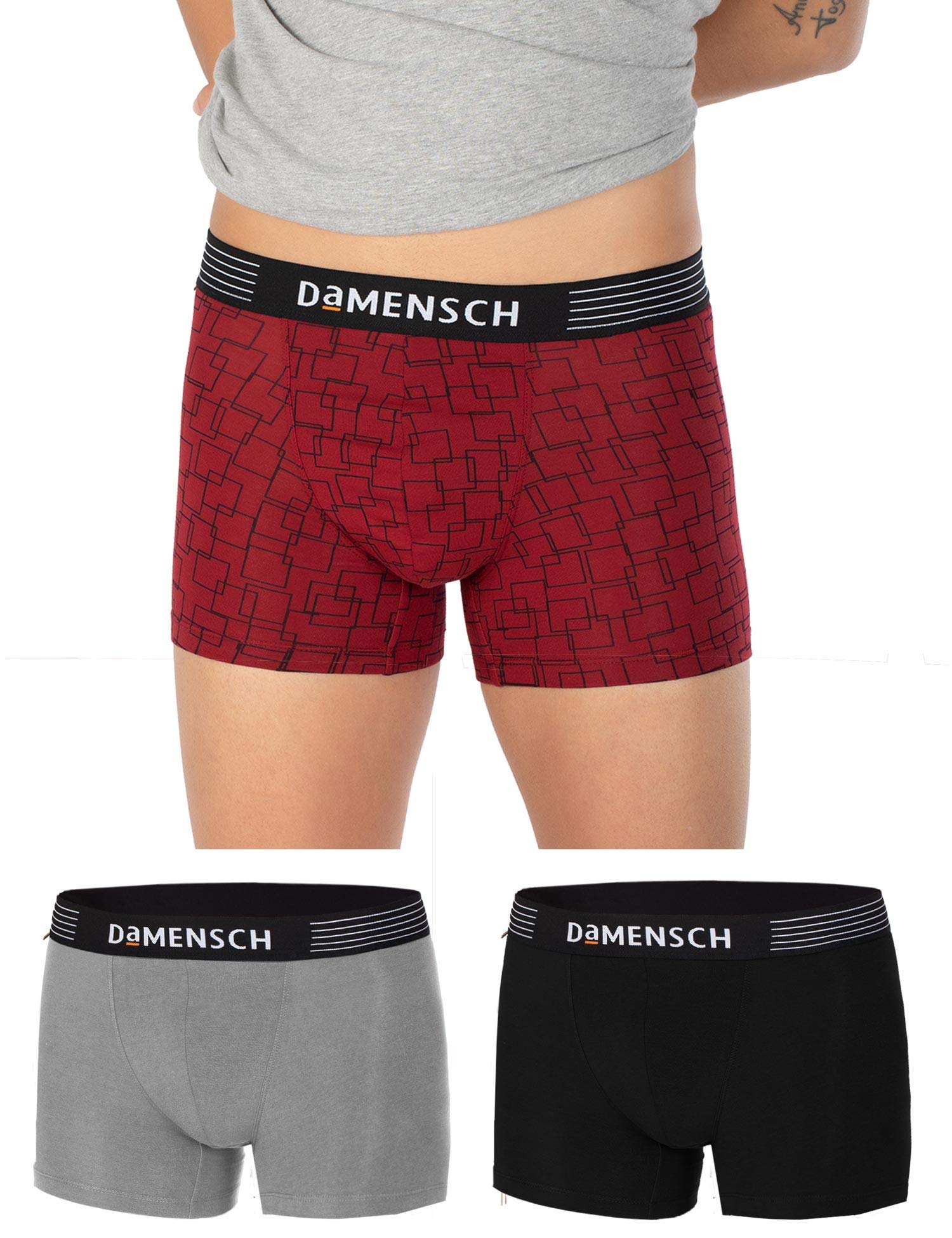 DAMENSCHDeo-Cotton Printed Underwear for Men Combo Breathable Inner for Men Cotton Trunks for Men Pack No-Marks Waistband Mens Underwear Moisture Wicking Underwear Pack of 3