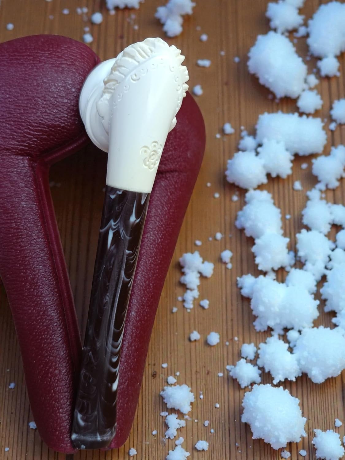 Meerschaum Online Block Meerschaum Mystic Sultan Pipe, Hand-Carved Smoking Pipe with Ornate Headdress, 134mm Length