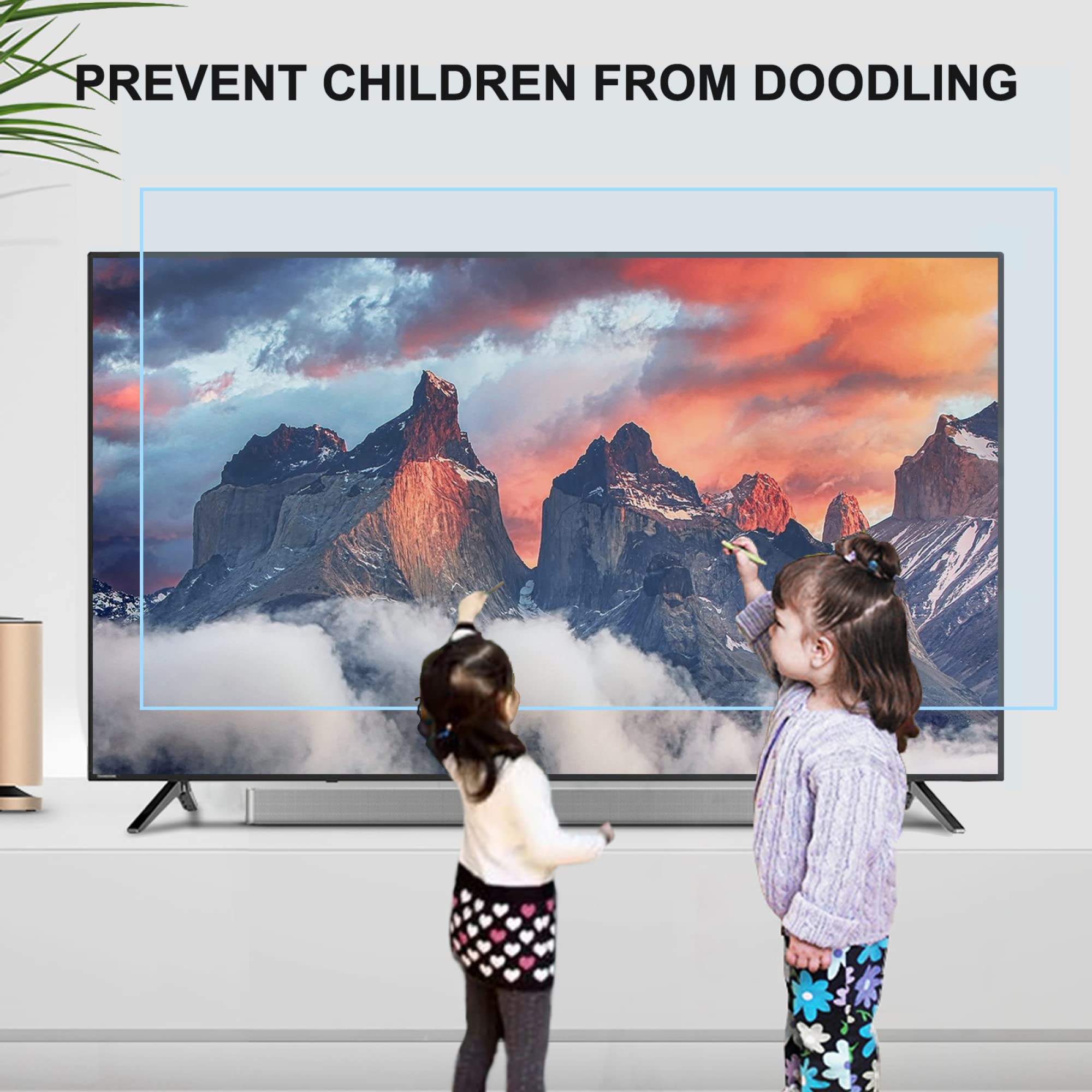 Film De Protection D'écran TV Anti-Lumière Bleue De 32 à 75 Pouces, Réduit Les Reflets/Anti-UV/Anti-Rayures, Surface Mate Anti-Poussière Digitales, Soulage La Fatigue Oculaire / 55in1211x682mm