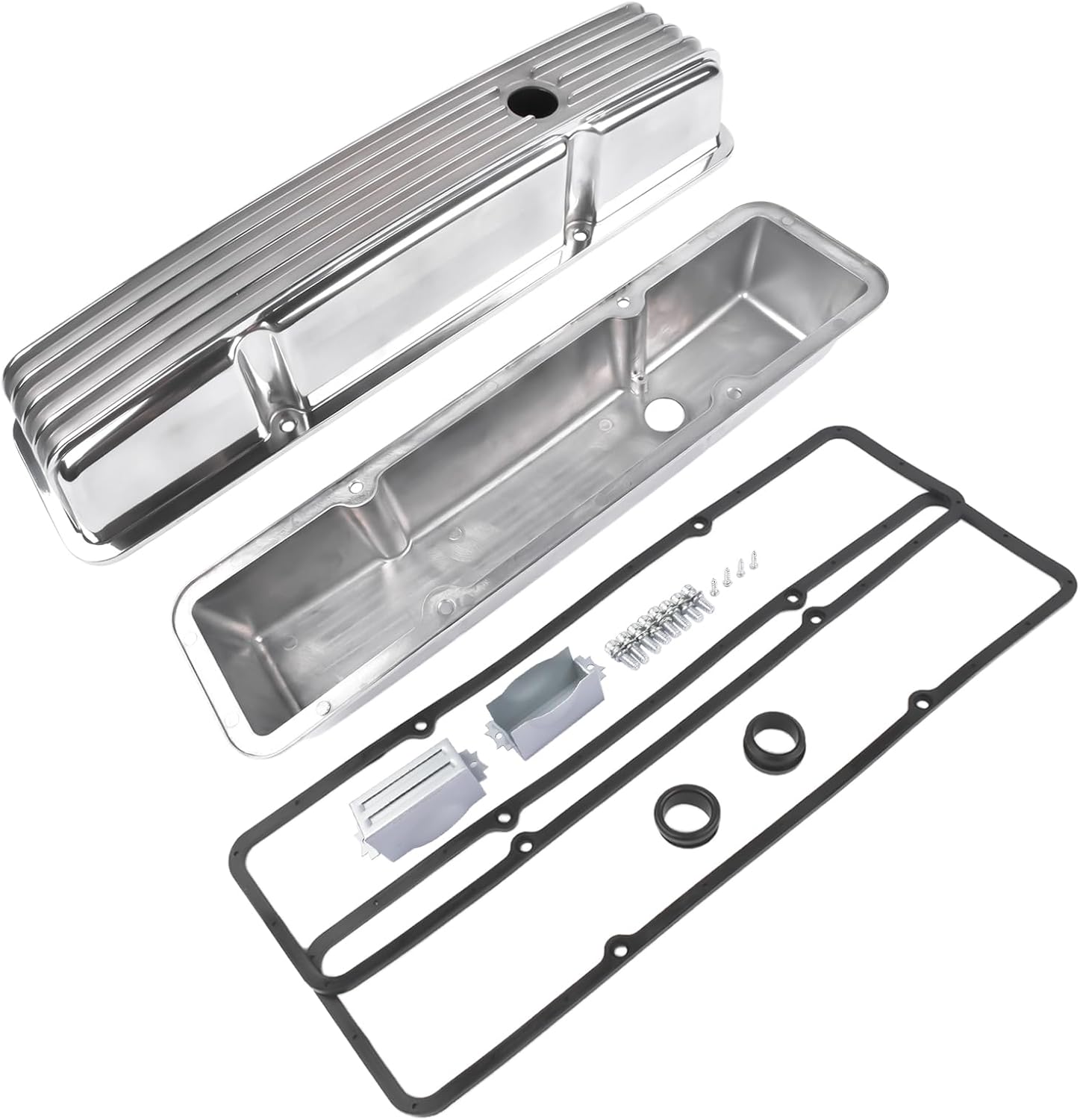 GELUOXI Valve Covers Replacement for Chevy SBC Small Block 283 302 305 327 350 1958-1986 (A-Silver)