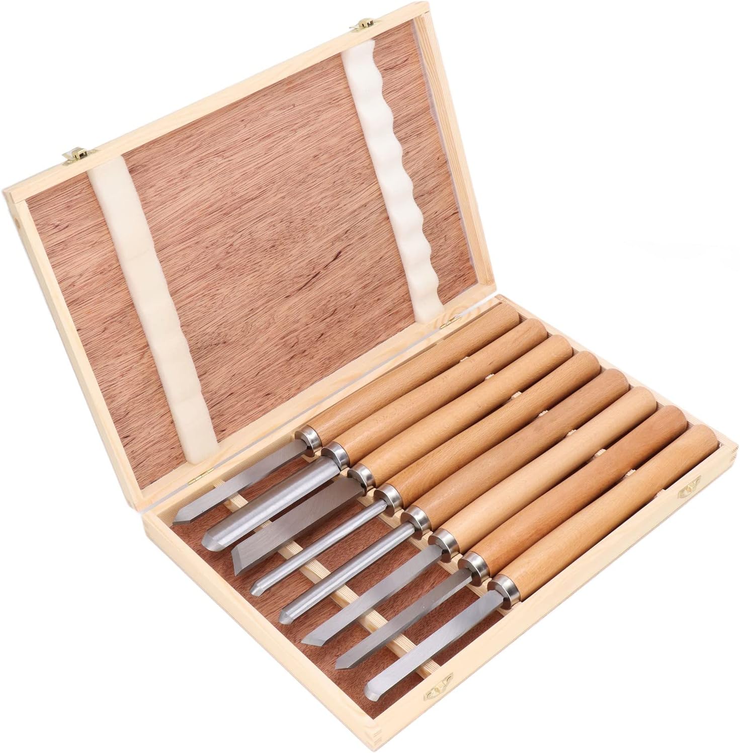 Lathe Turning Tool Set, 8pcs Woodturning Gouge Set, 65 Manganese Steel Spindle Gouge Kit, Wood Lathe Turning Tool for Carpenter, Lathe Turning Tools