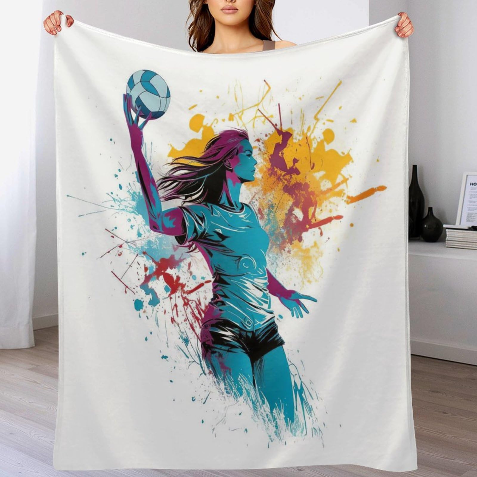 Couvre-lit volley-ball 180x200 en flannel douce et finitions premium