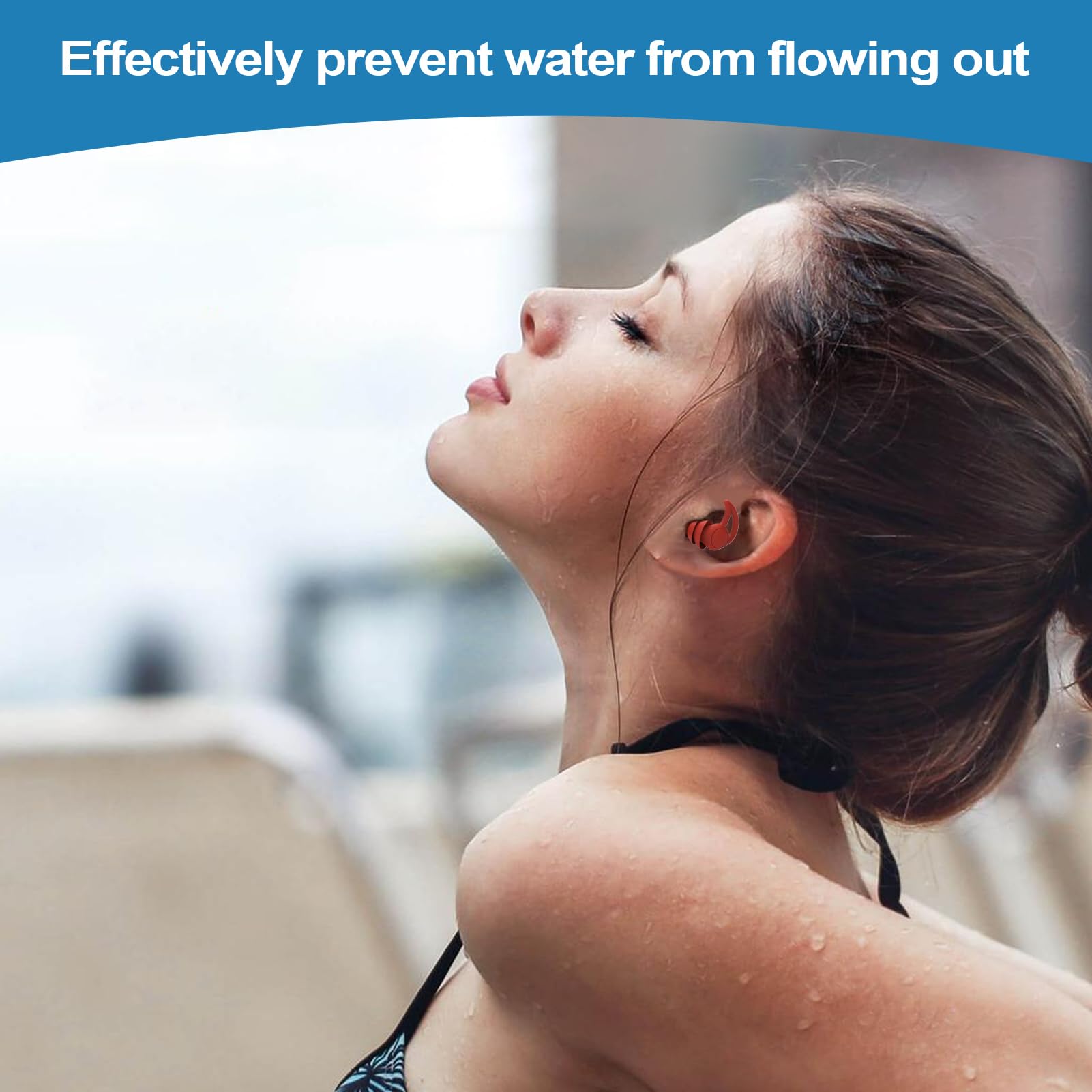 Swim Water Earplugs - Swimming Ear Plugs | Silicone Swim Earplugs | Noise Reduction Ear Protection | Reusable Ear Plug for Pool Beach Surfing Snorkeling Kayaking Canoeing