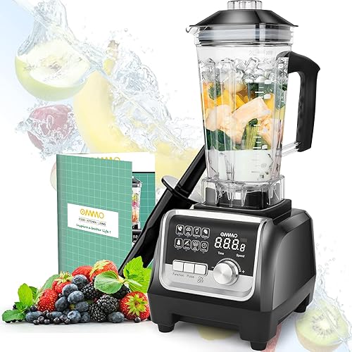 OMMO Licuadora para cocina 1800PW, licuadora profesional de encimera con temporizador integrado, licuadora de alta potencia de 68 onzas para