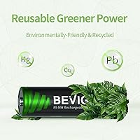 Vista 6 de BEVIGOR 16 juegos de pilas recargables AA AAA, alta capacidad 8 paquetes AA 2800mAh y 8 paquetes AAA 1100mAh, pilas de teléfono NiMH de 1.2V de baja