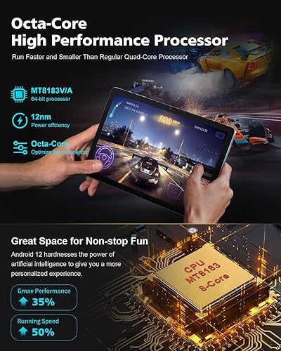 Miniatura 4 de Wielio Tablet PC Android 12 de 10 pulgadas, tableta de 6 GB+128 GB, tabletas Android de 1 TB de expansión de 8 núcleos, WiFi 2.4G5G, 1920 x 1200