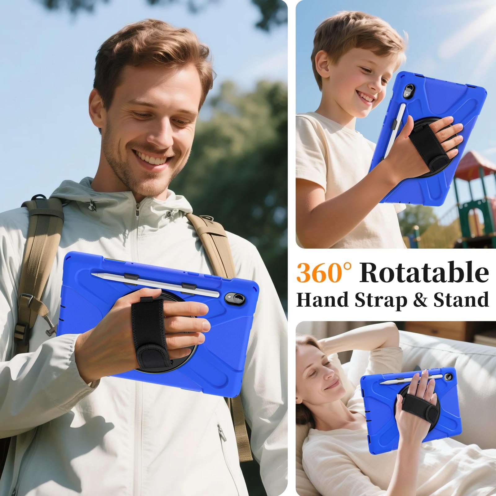Custodia for Samsung Galaxy Tab S11 2025 da 11 Pollici (SM-X736B/SM-X730), Custodia Robusta e Antiurto con Tracolla, Protettiva in Silicone for Bambini(Mavi)