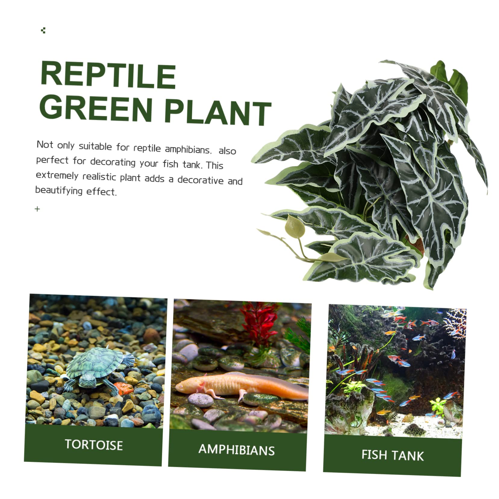 DOITOOL 4pezzi Decorative Artificial Reptile Plant for Terrariums and Aquariums Resin and Landscape Decoration with Base for Reptile Habitats Home Decor