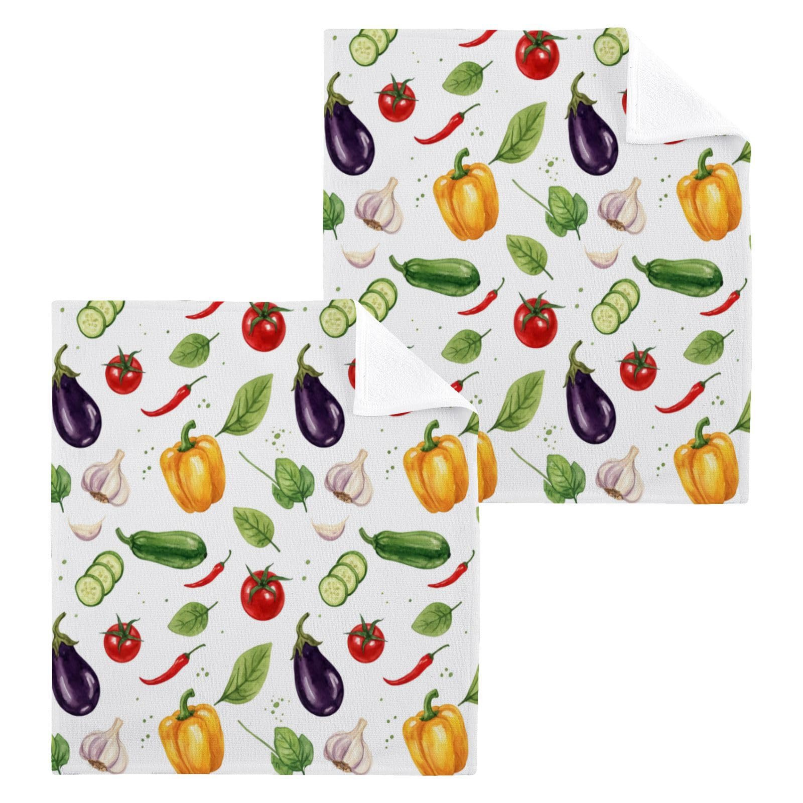 BOESI Fresh Pepper 12x12in Cotton Washcloth,Soft Absorbent Face Towel