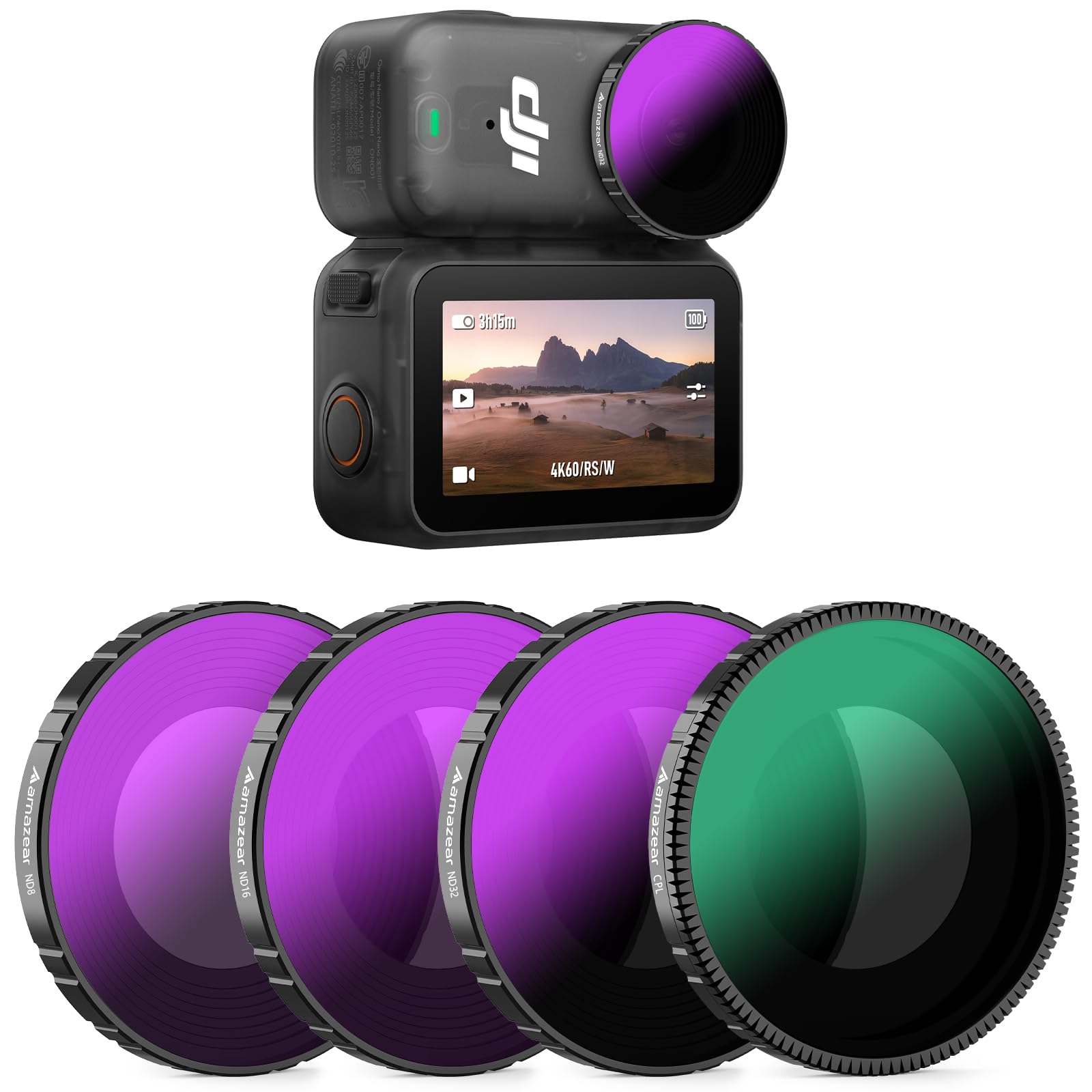 Set di filtri ND e CPL per DJI Nano, accessori Nano, confezione da 4 pezzi ND8 + ND16 + ND32 + CPL Kit di filtri di ricambio per lenti | Vetro ottico | HD | Resistente all'olio | Facile da usare |