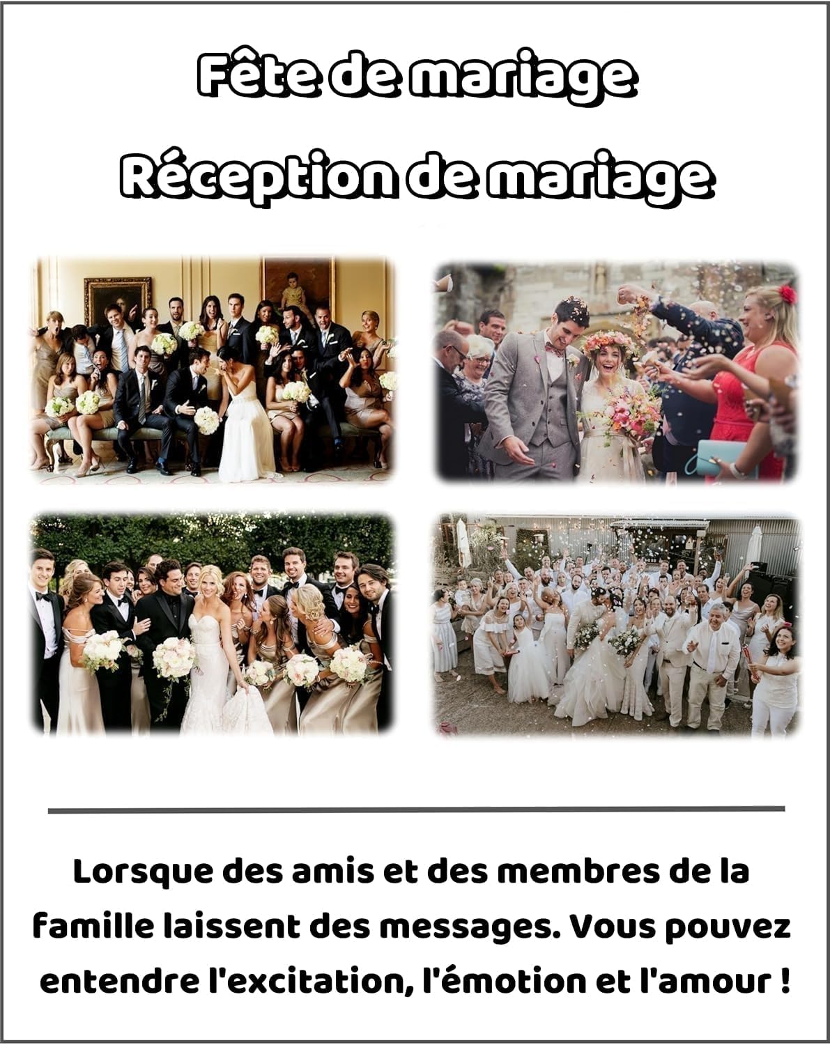 Libro degli ospiti audio per messaggi vocali di matrimonio: registra messaggi vocali personalizzati per matrimoni, ricevimenti, baby shower e feste di benvenuto