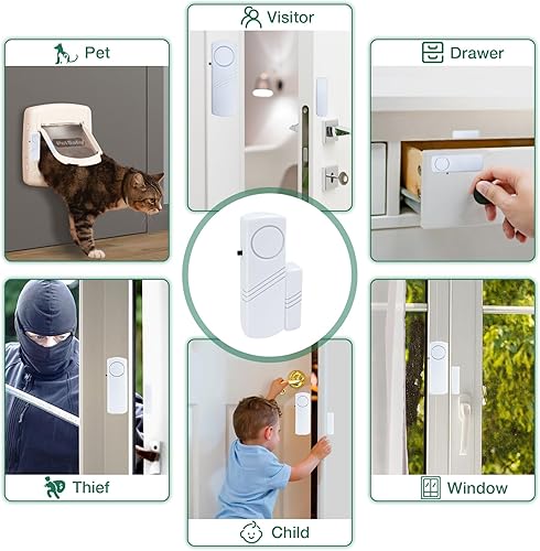 Miniatura 6 de Alarma de puerta y ventana, alarma de puerta de 90 dB para seguridad de niños, alarma antirrobo de ventana de puerta, alarmas de piscina para el