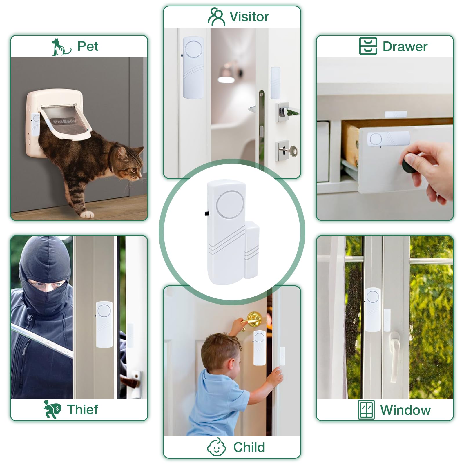 Alarma de puerta y ventana, alarmas de puerta de 90 dB para seguridad de niños, alarma antirrobo de ventana de puerta, alarmas de piscina para el hogar, apartamentos, oficinas, habitaciones de hotel