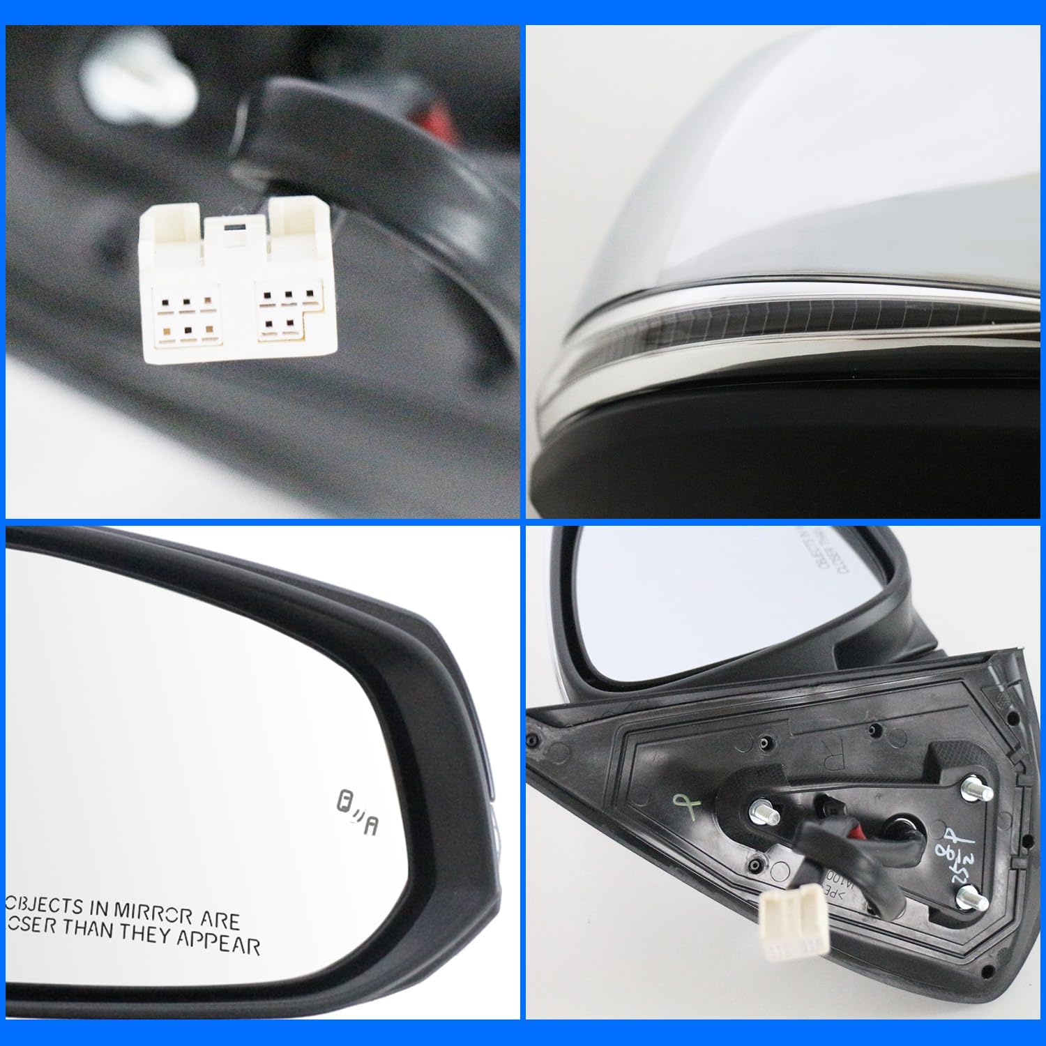 Left Driver Side Mirror fit for Toyota Tacoma 2016-2022 2023 Rear View Door Mirror Chrome Power|Signal|Heat|BSM Partslink TO1320360 (LH-8Pins)