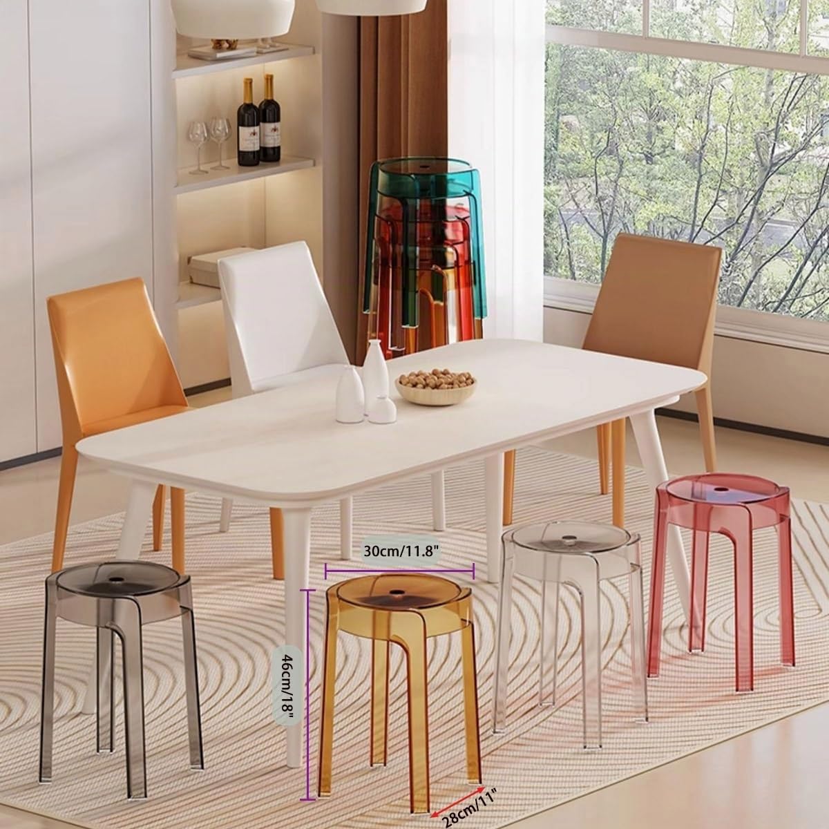 Tabouret Transparent Acrylique Tabourets Hauts 46cm, Moderne Remplacement De Tabouret - Empilables, Tabouret De Café pour Famille Salon (Color : Transparent, Size : 1 PC)