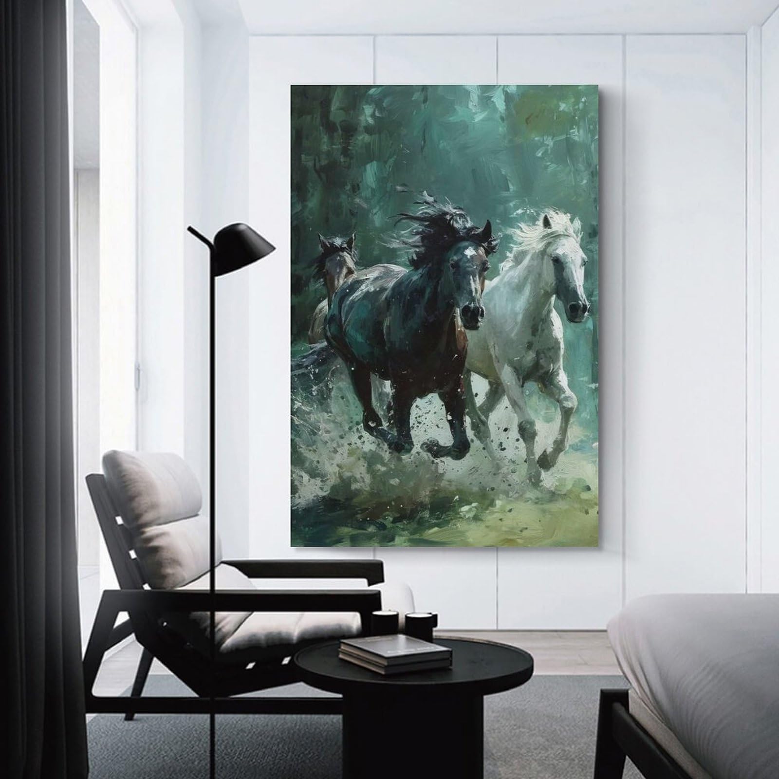 Junmoney Horse Running In Water Wall Picture Print 20x30inch(50x75cm), for Lounge Decor, Offices Or Entryway Styling, Versatile Wall Decor for Many Rooms